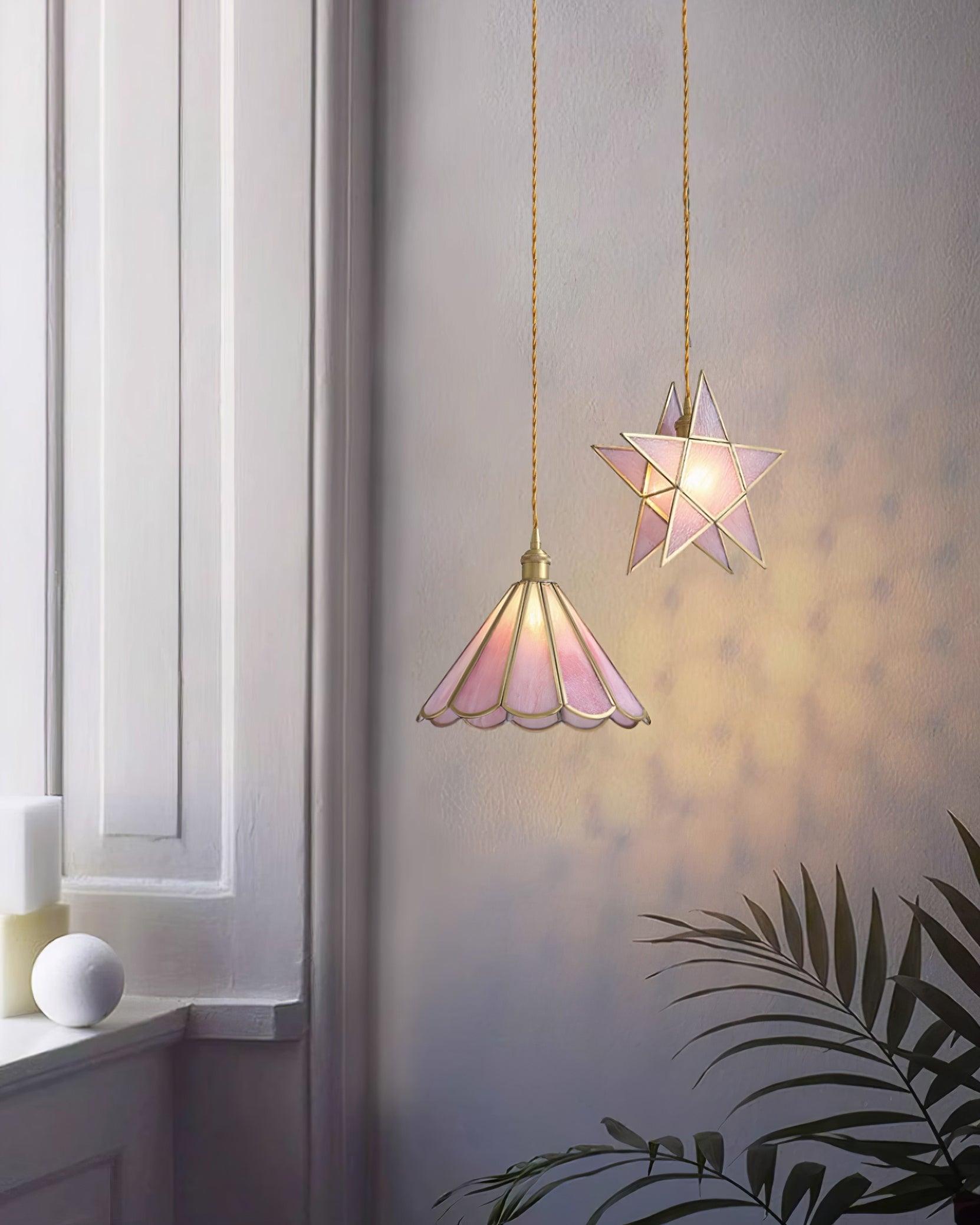Lione Pink Stained Glass Pendant Light - Letslighting