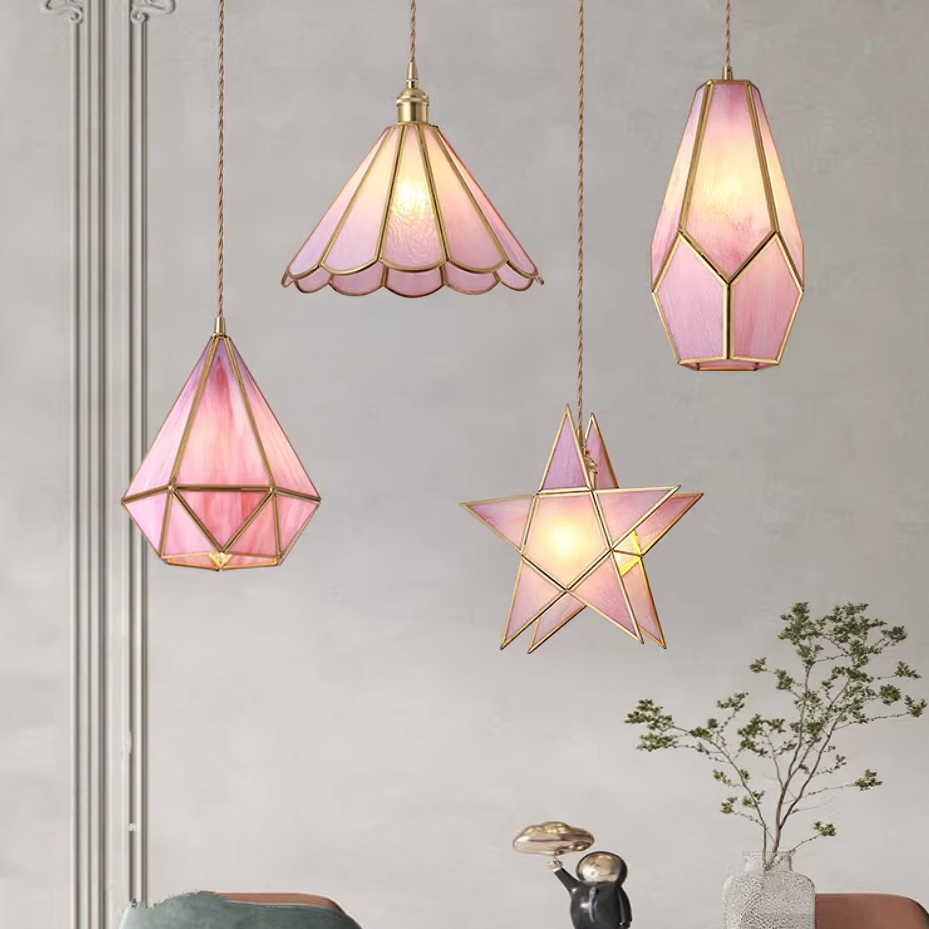 Lione Pink Stained Glass Pendant Light - Letslighting