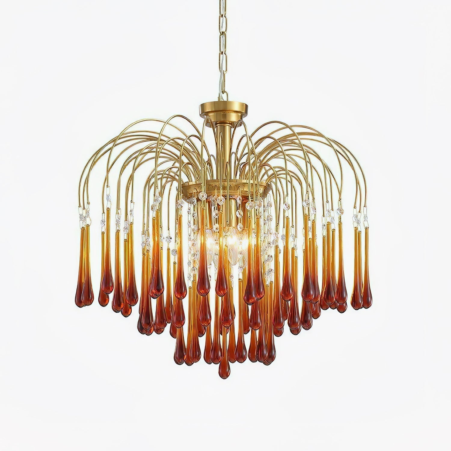 Lustra Chandelier Golden Arms and Crystal - Letslighting
