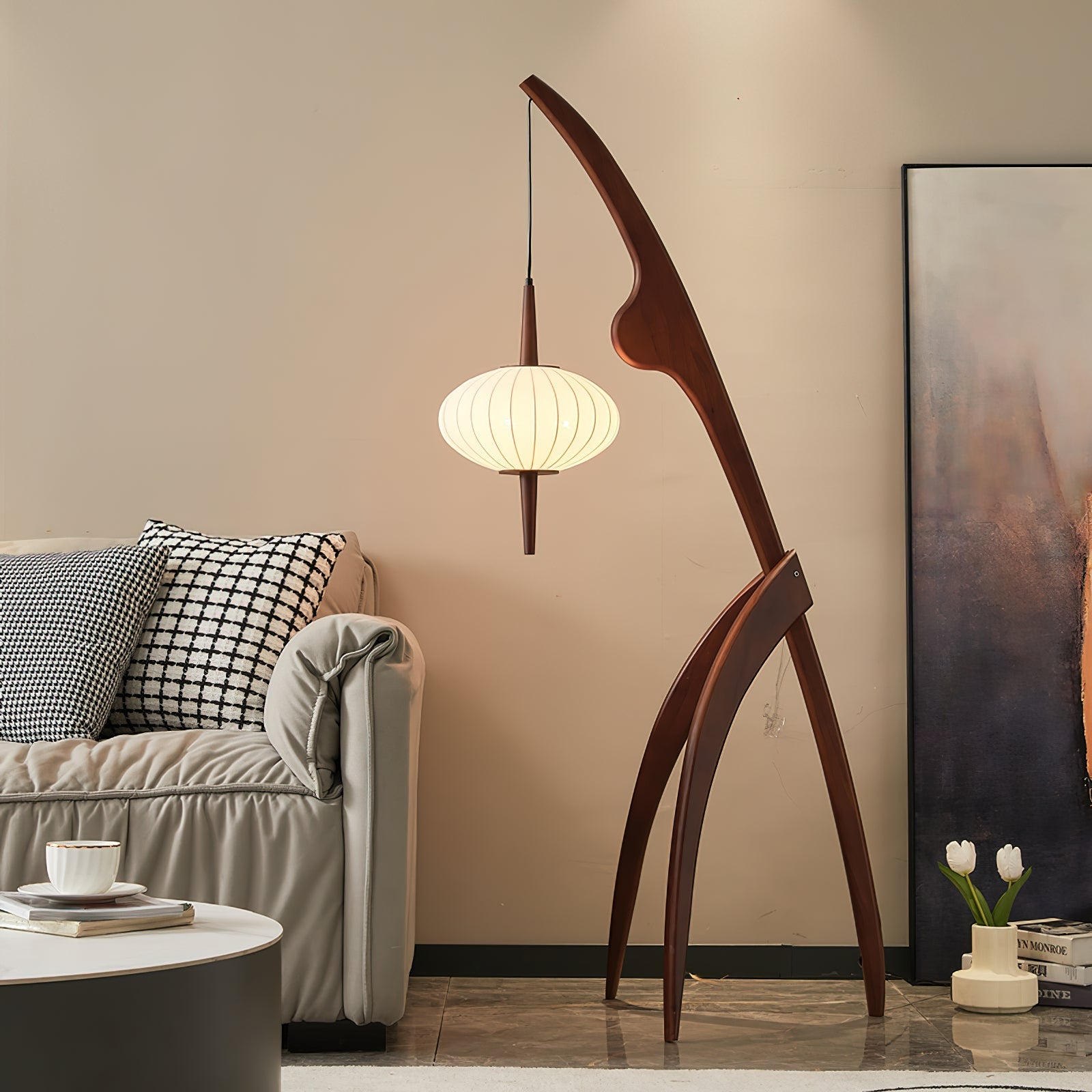 Orzoril Mid Century Wooden Floor Lamp - Letslighting