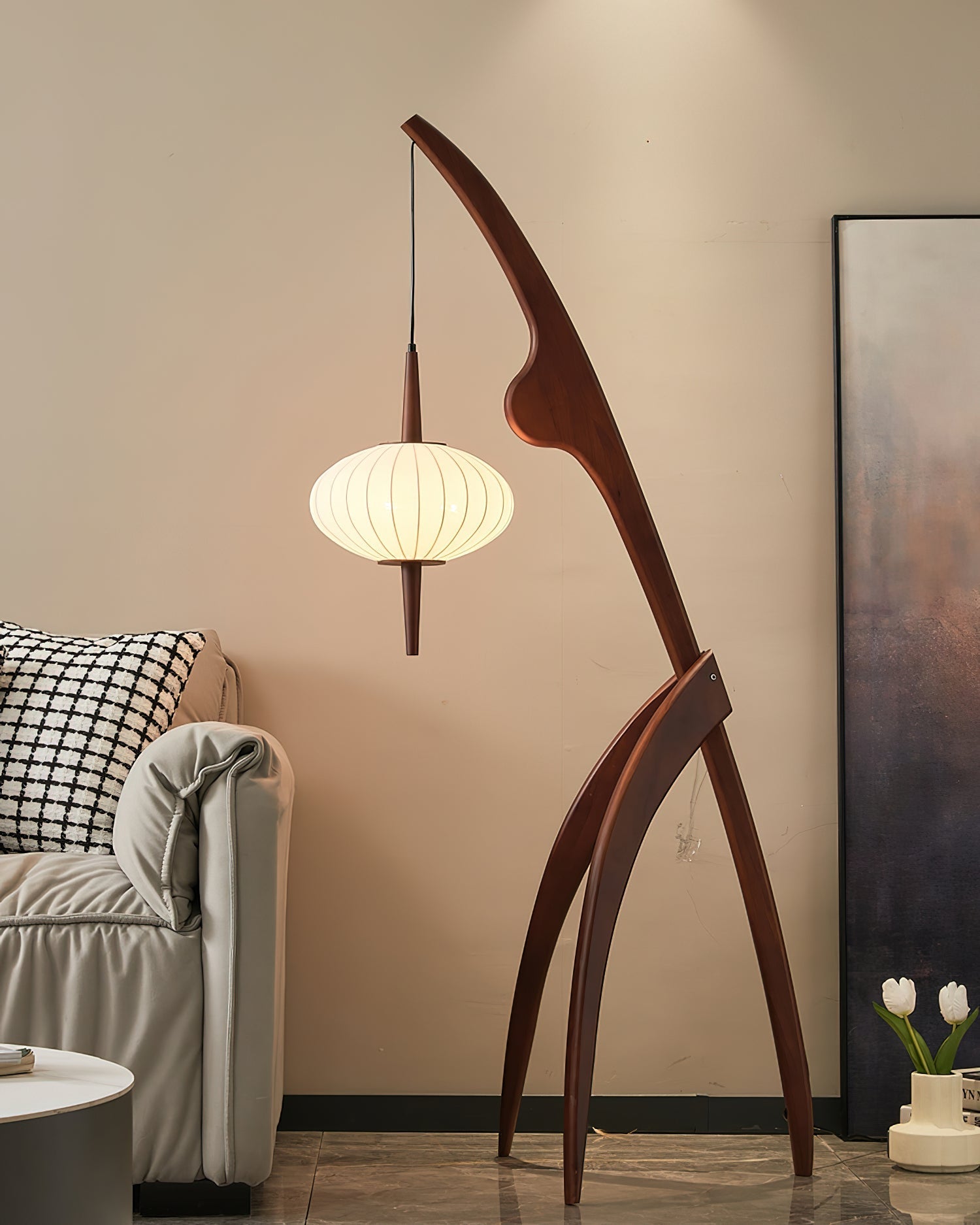 Orzoril Mid Century Wooden Floor Lamp - Letslighting