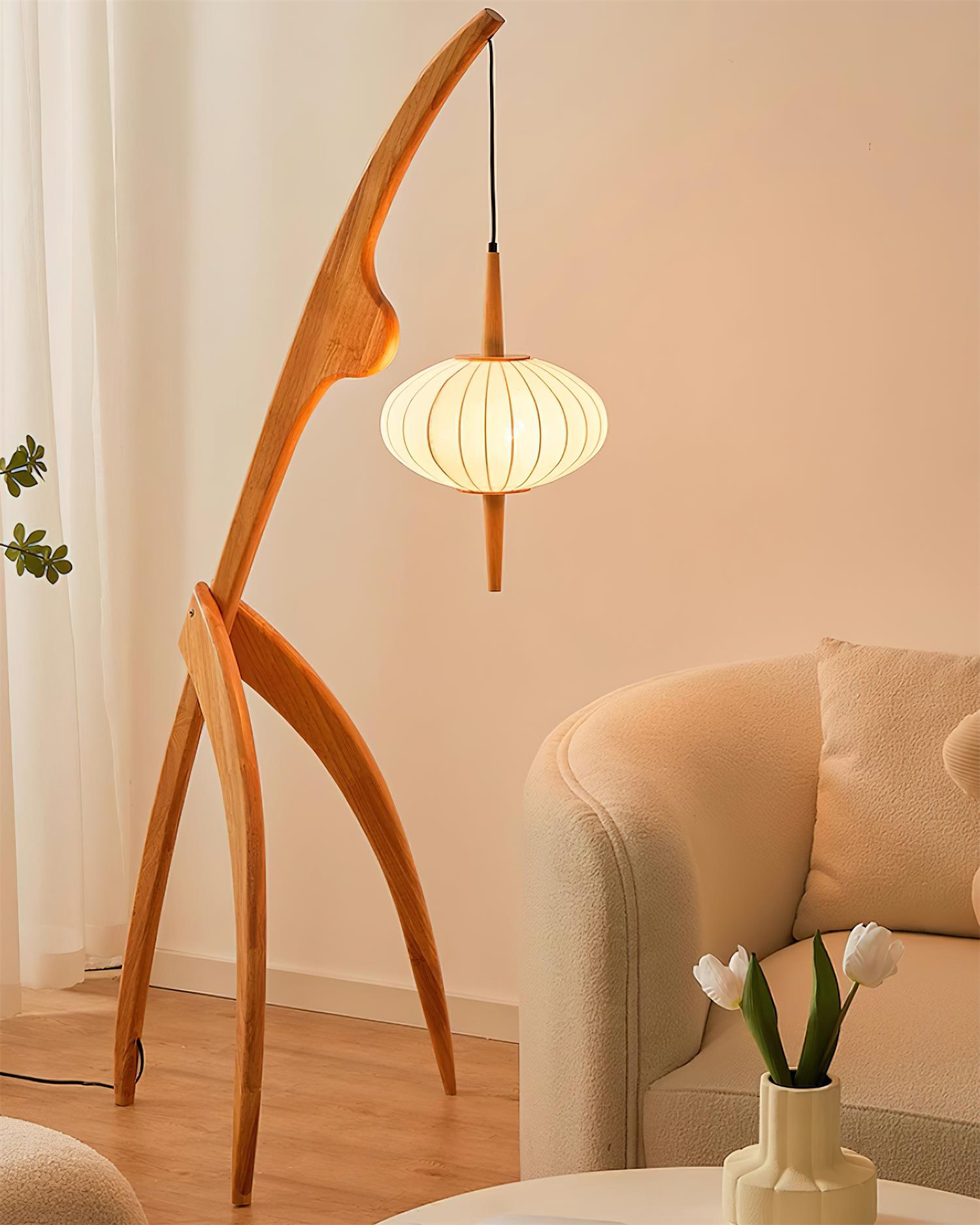 Orzoril Mid Century Wooden Floor Lamp - Letslighting