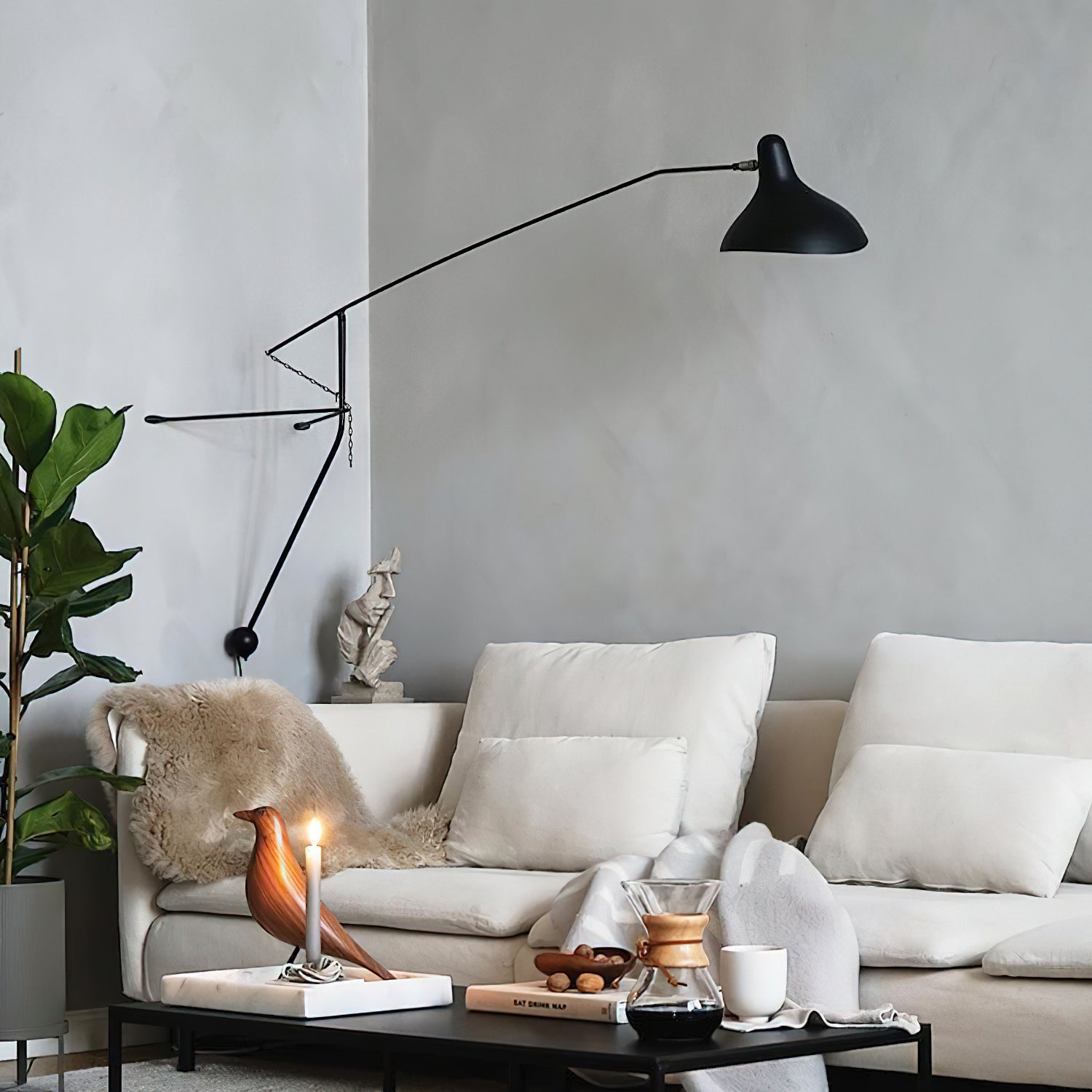 Wall Lamp Adjustable Black Swing-Arm Shade Industrial - Letslighting