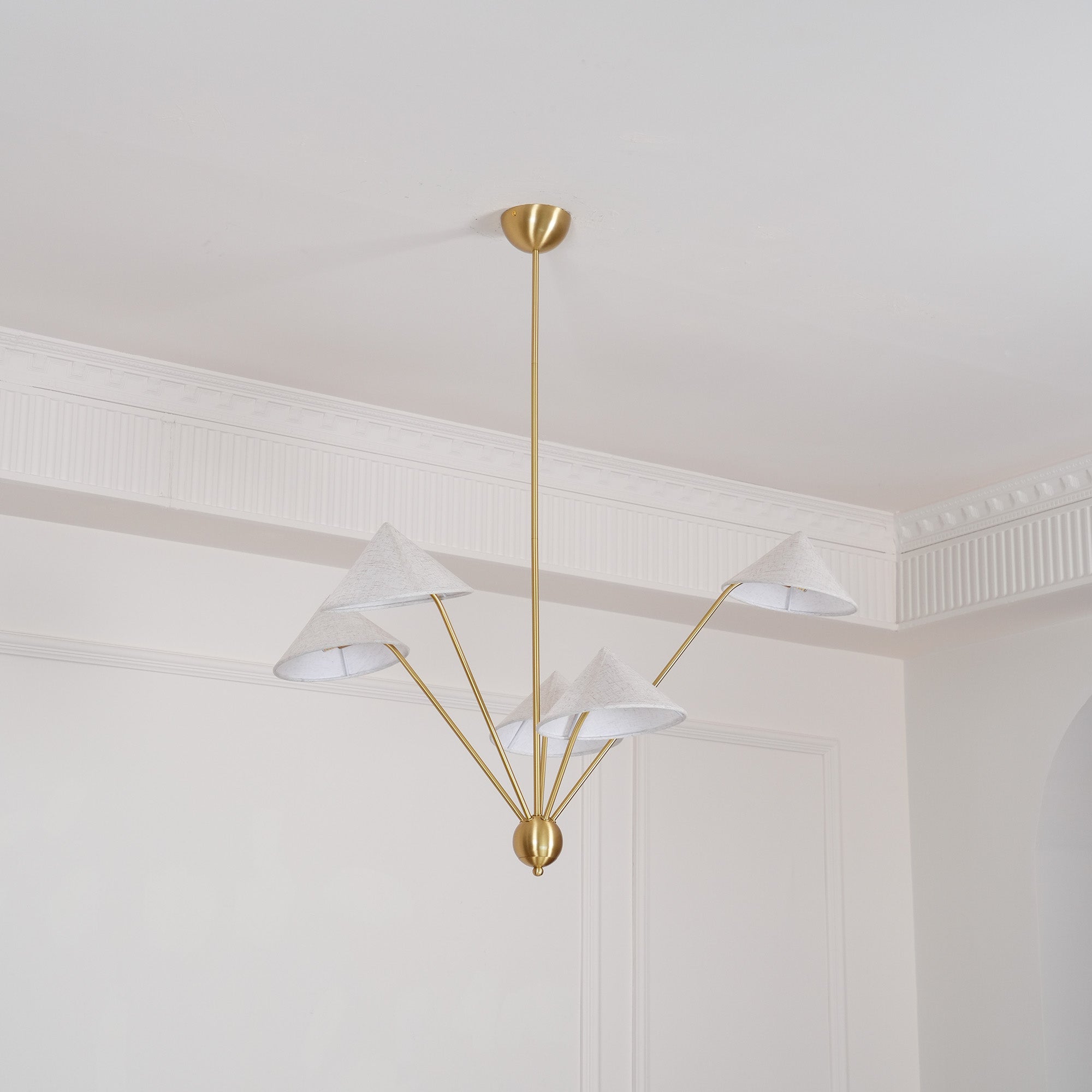 Lustra Chandelier Brass Curved Beige - Letslighting