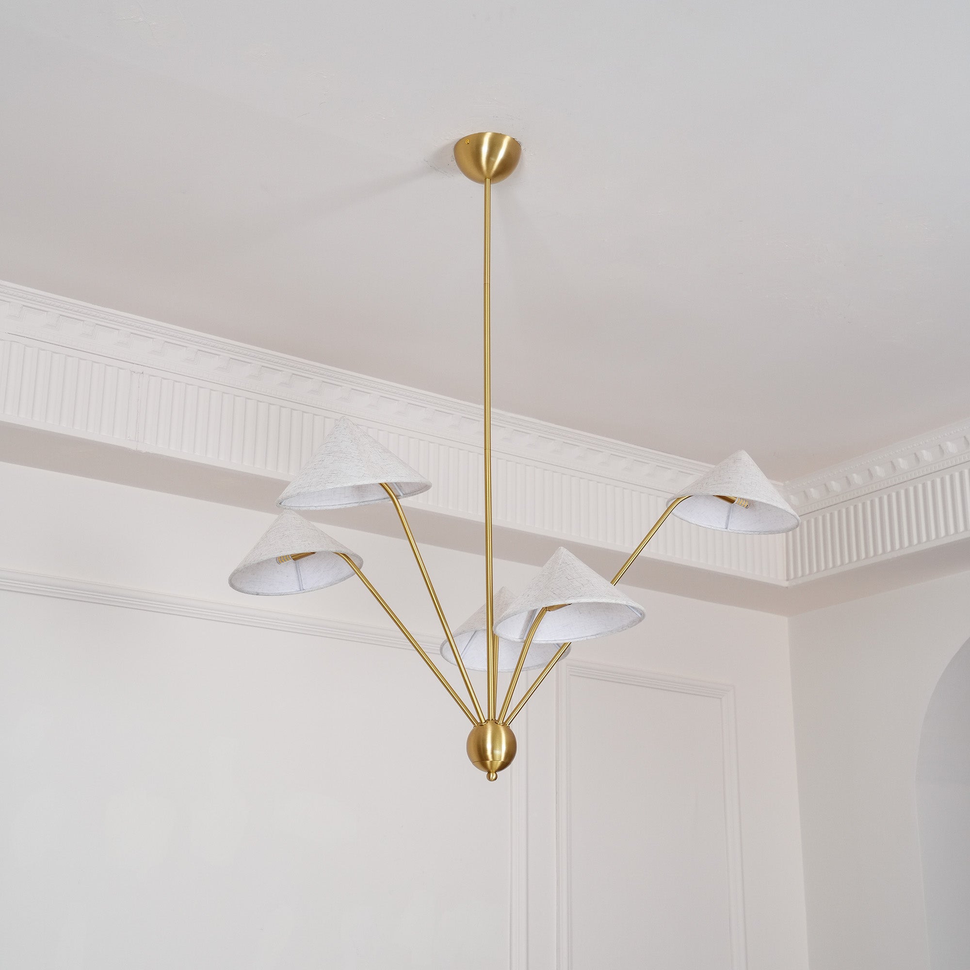 Lustra Chandelier Brass Curved Beige - Letslighting