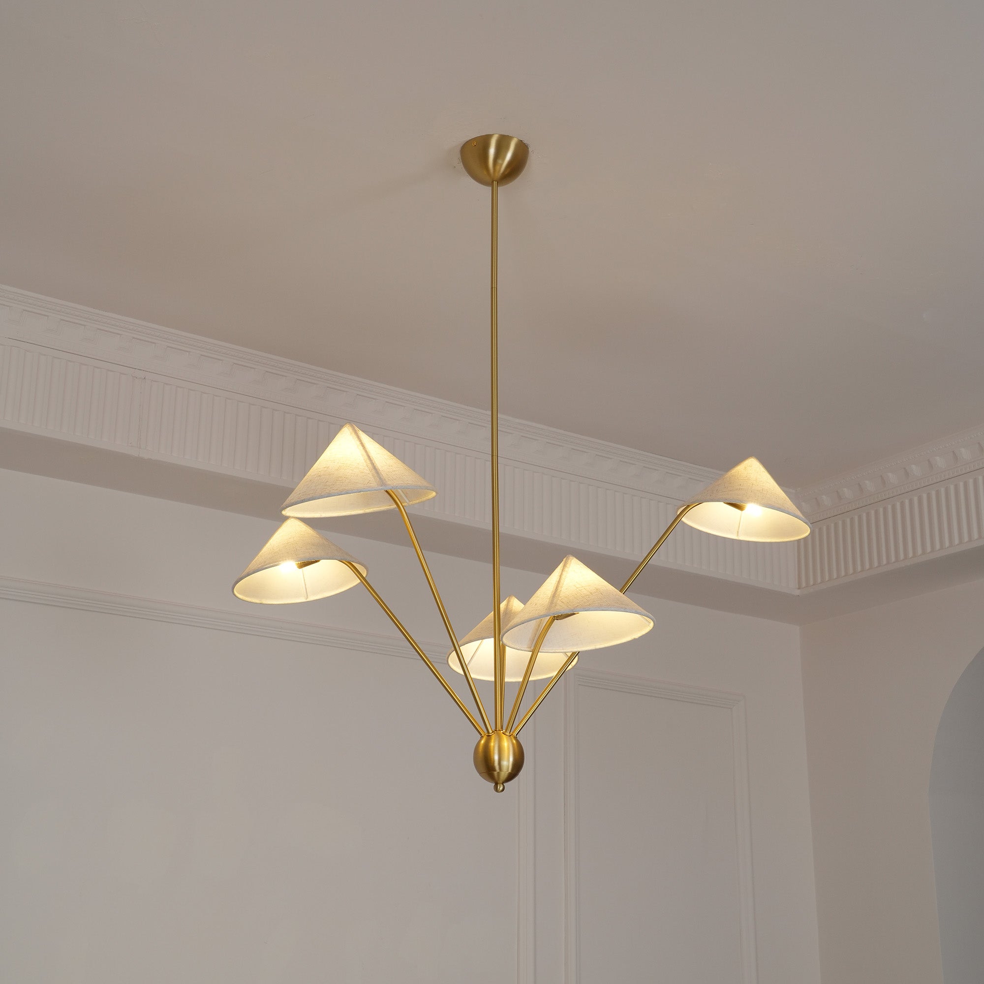 Lustra Chandelier Brass Curved Beige - Letslighting