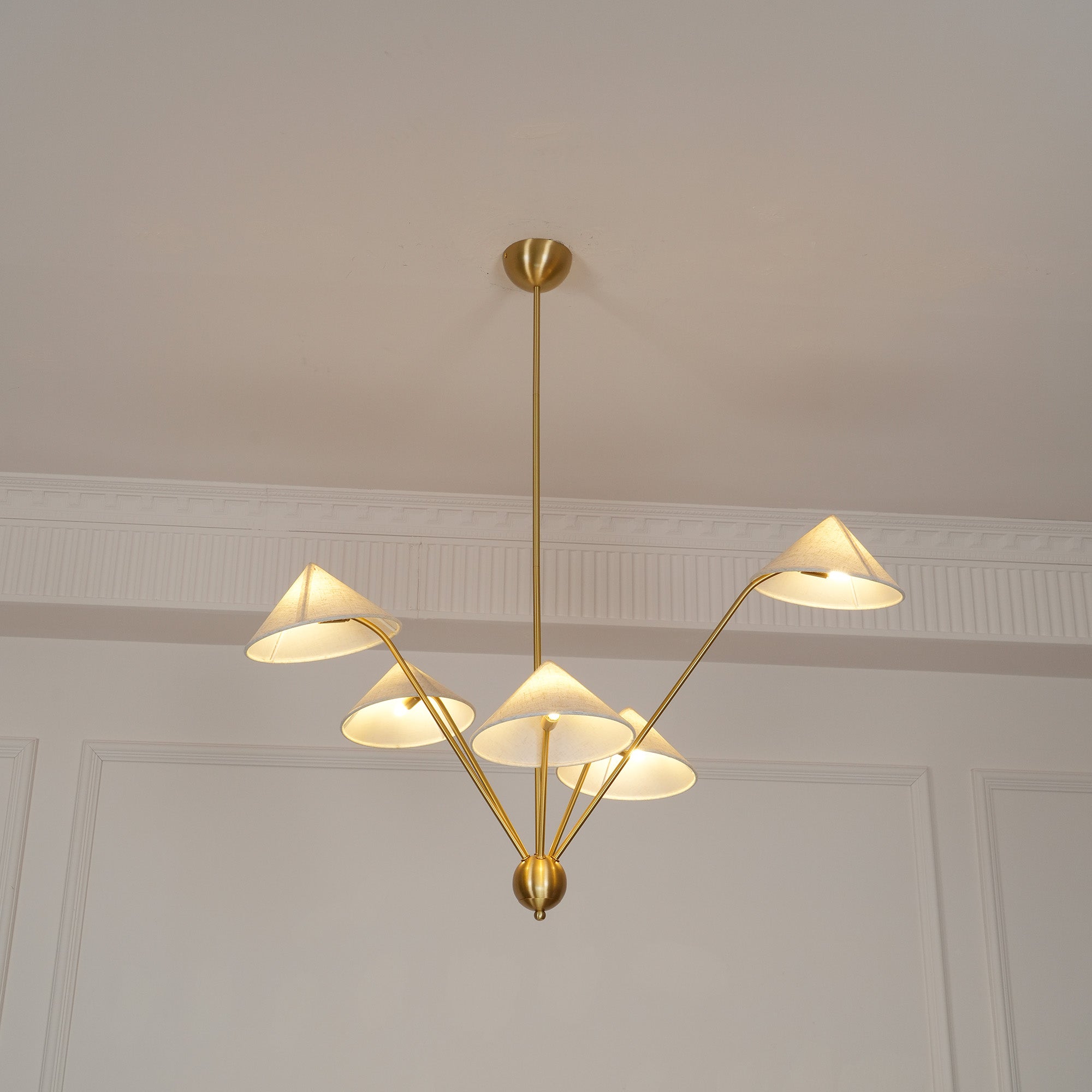 Lustra Chandelier Brass Curved Beige - Letslighting