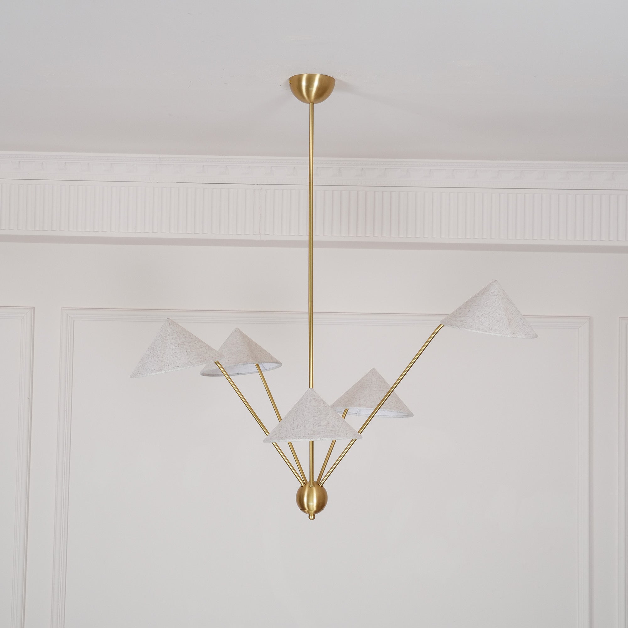 Lustra Chandelier Brass Curved Beige - Letslighting