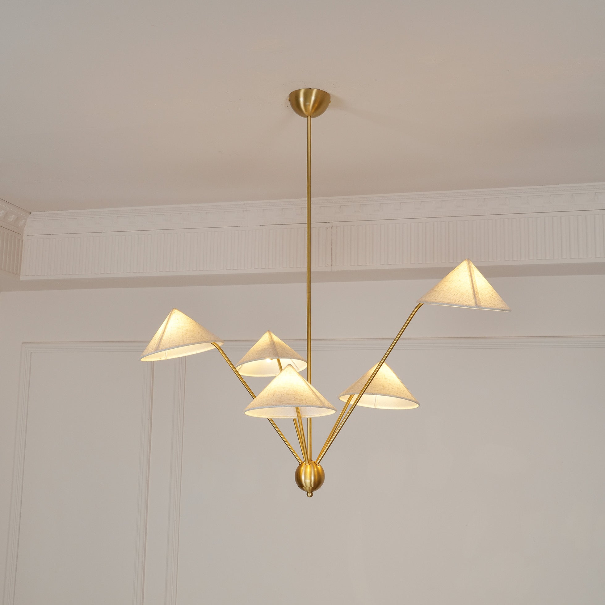 Lustra Chandelier Brass Curved Beige - Letslighting