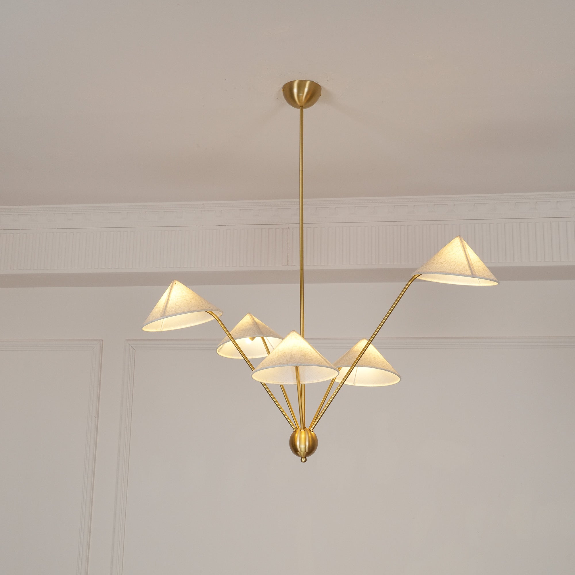 Lustra Chandelier Brass Curved Beige - Letslighting