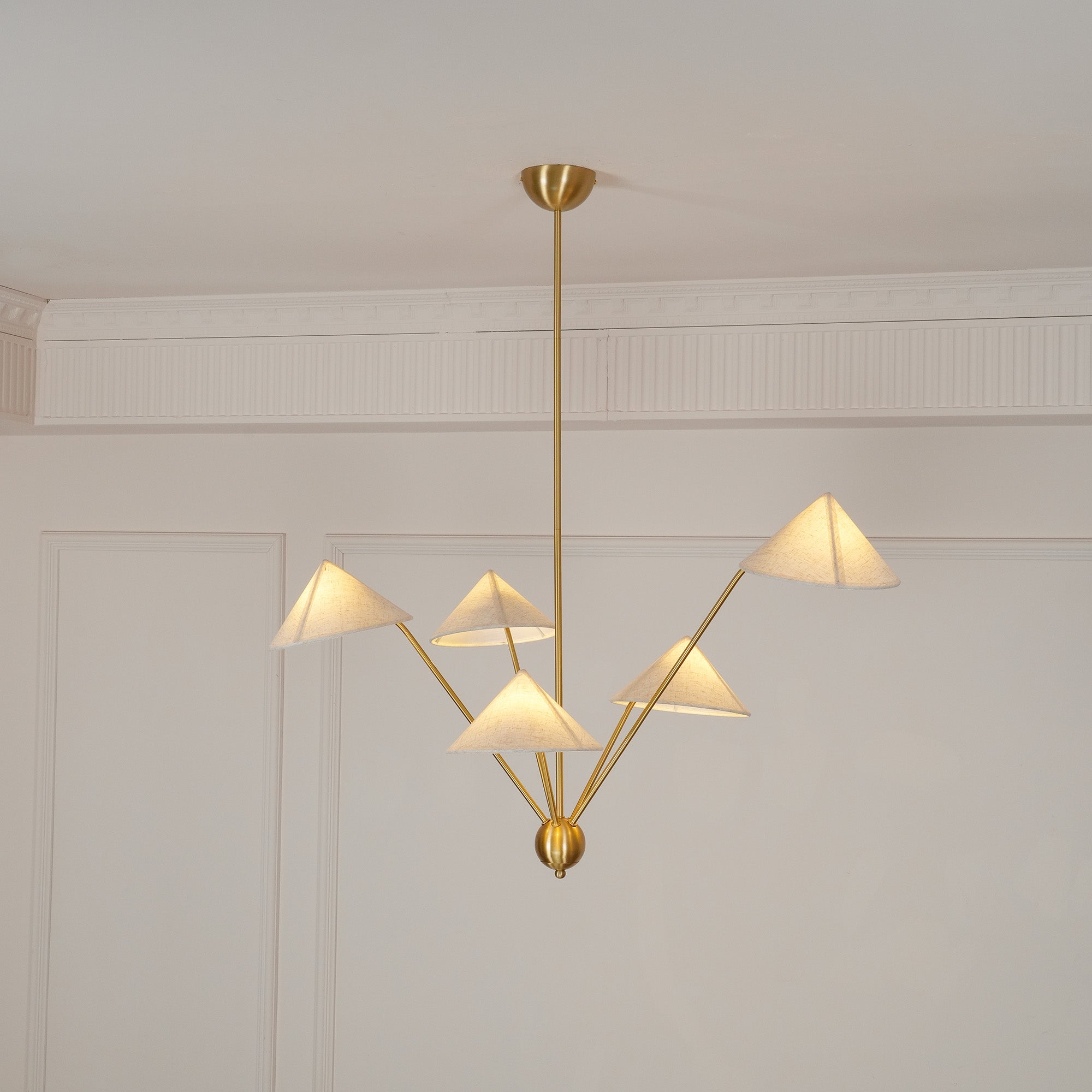 Lustra Chandelier Brass Curved Beige - Letslighting