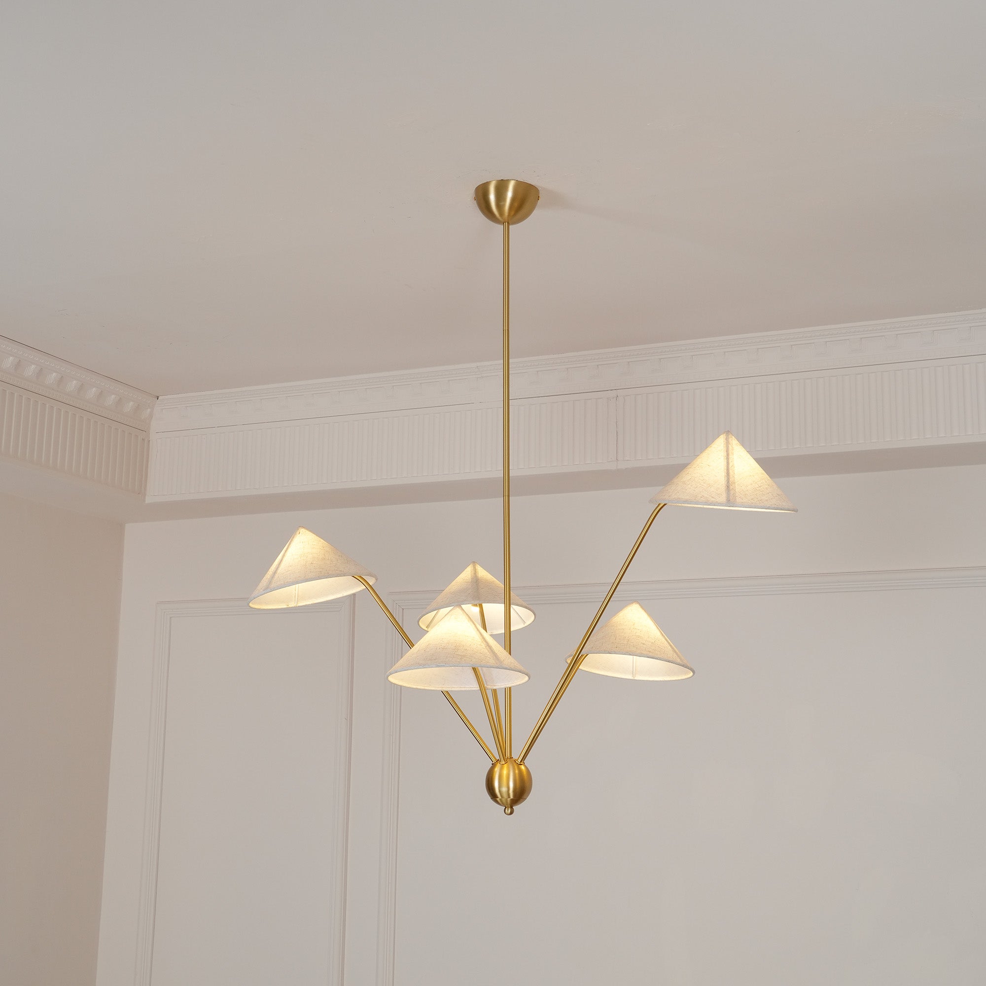 Lustra Chandelier Brass Curved Beige - Letslighting
