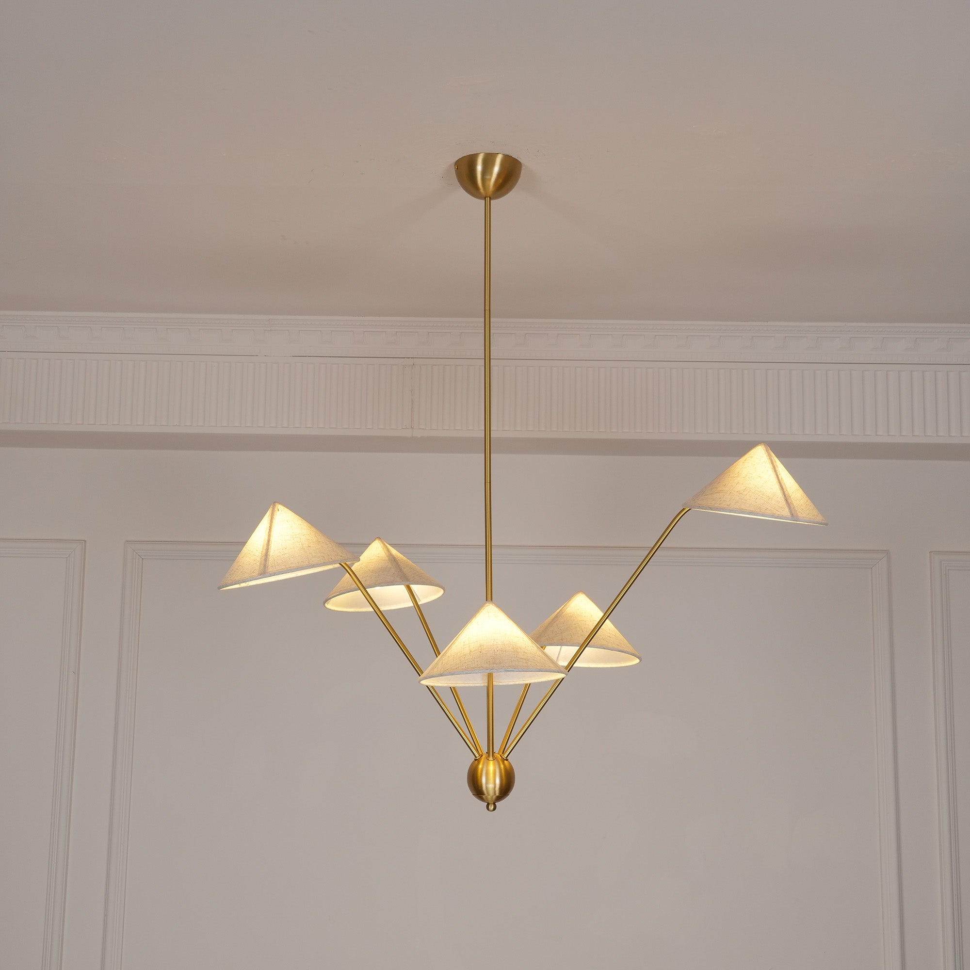 Lustra Chandelier Brass Curved Beige - Letslighting
