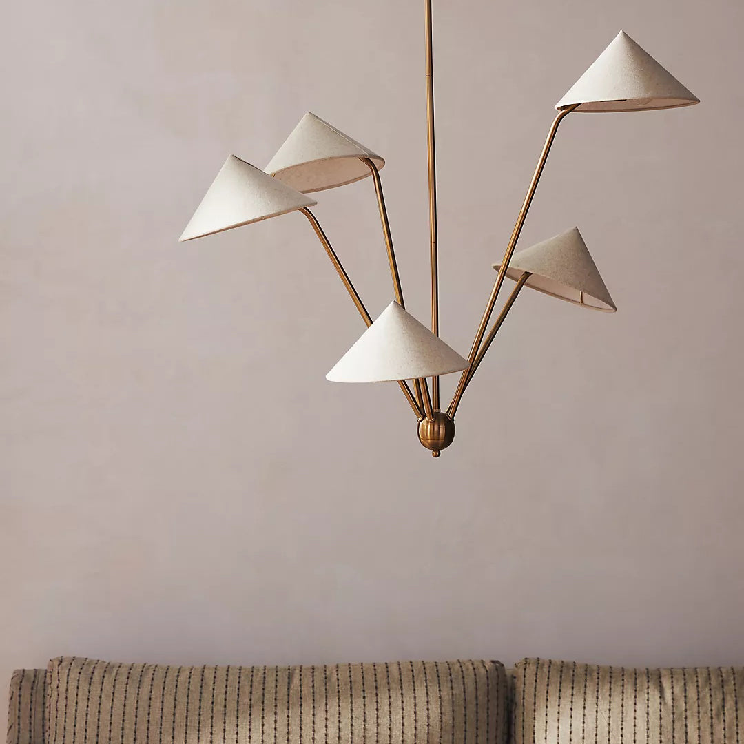 Avlorisra Vintage Industrial Brass Fabric Chandelier - Letslighting
