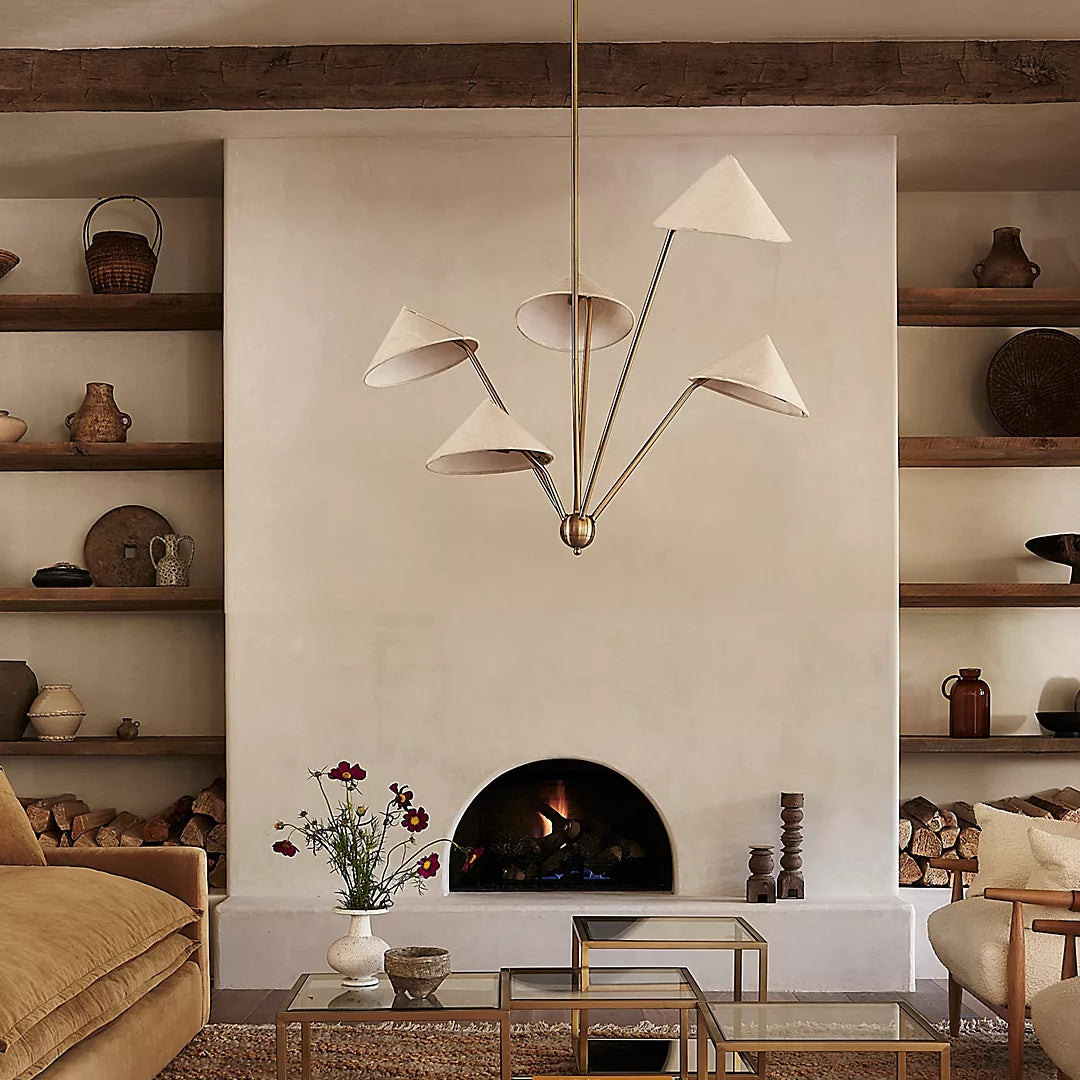 Avlorisra Vintage Industrial Brass Fabric Chandelier - Letslighting