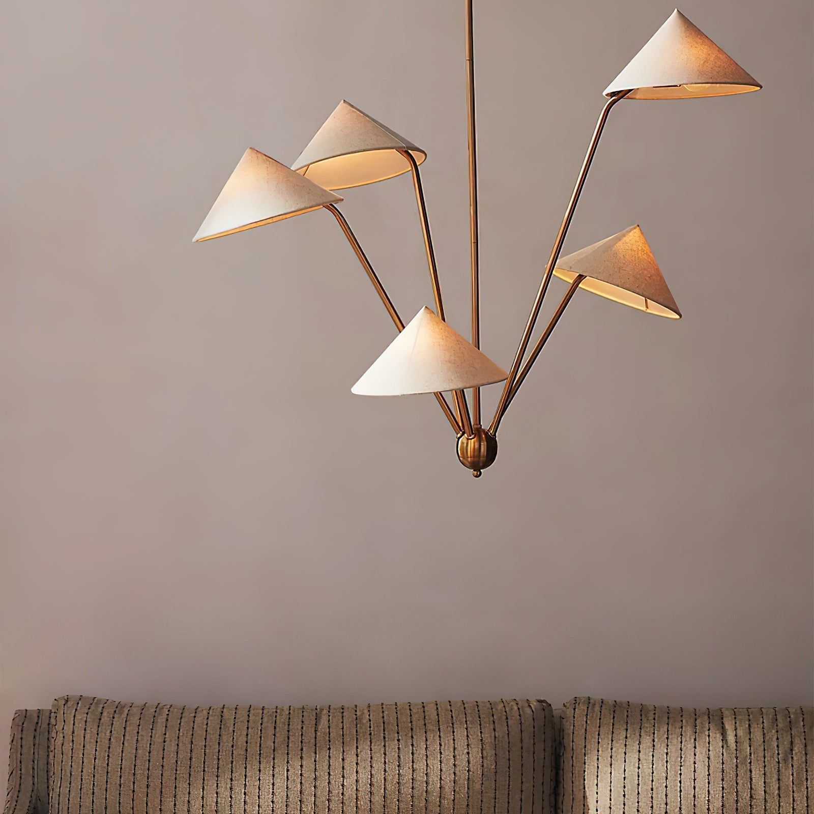 Lustra Chandelier Brass Curved Beige - Letslighting