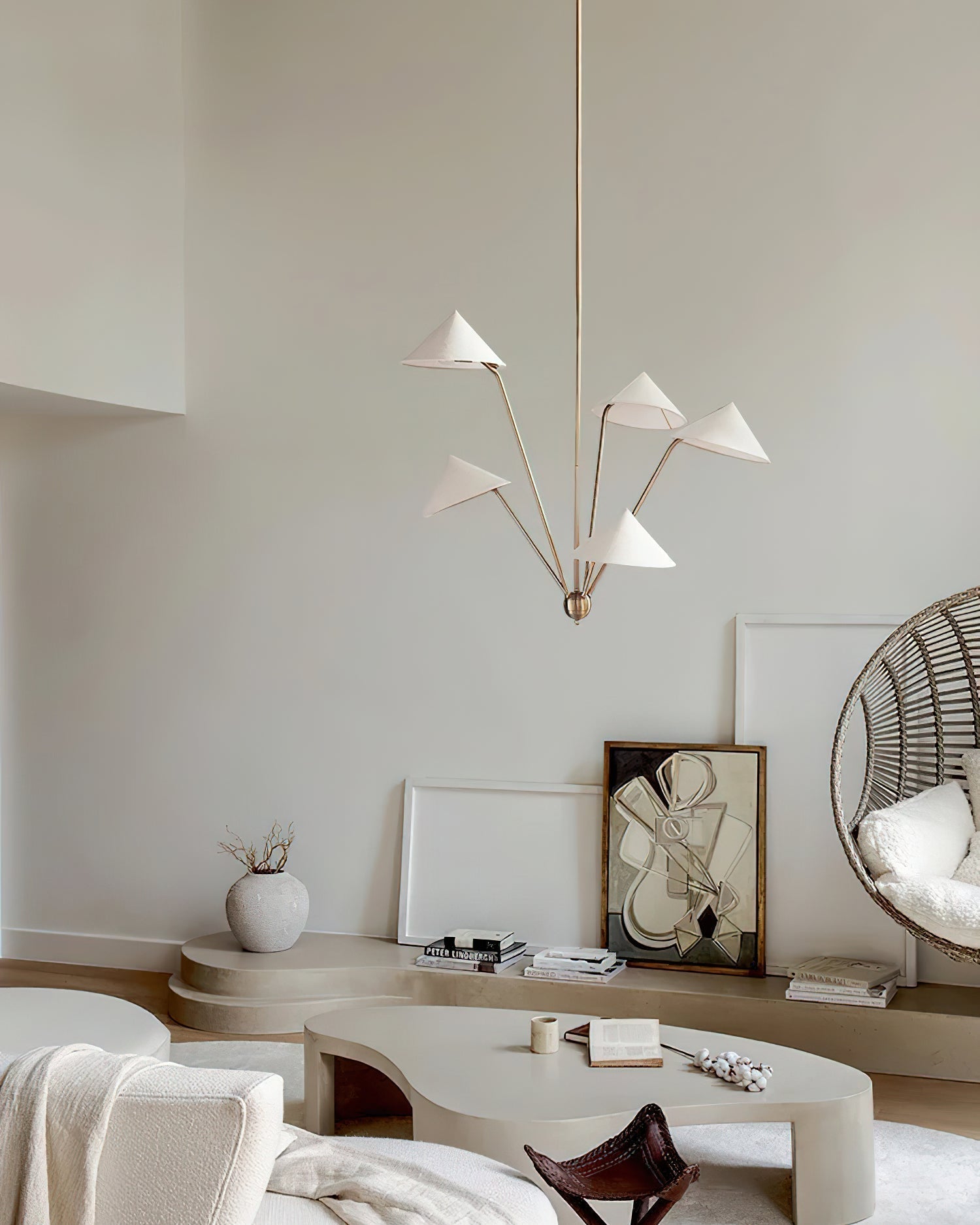 Lustra Chandelier Brass Curved Beige - Letslighting