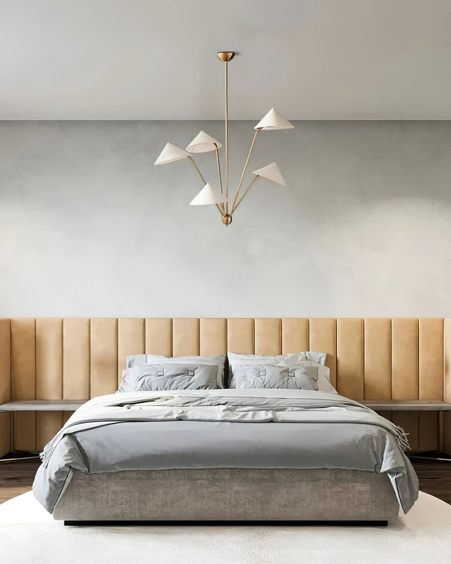 Lustra Chandelier Brass Curved Beige - Letslighting