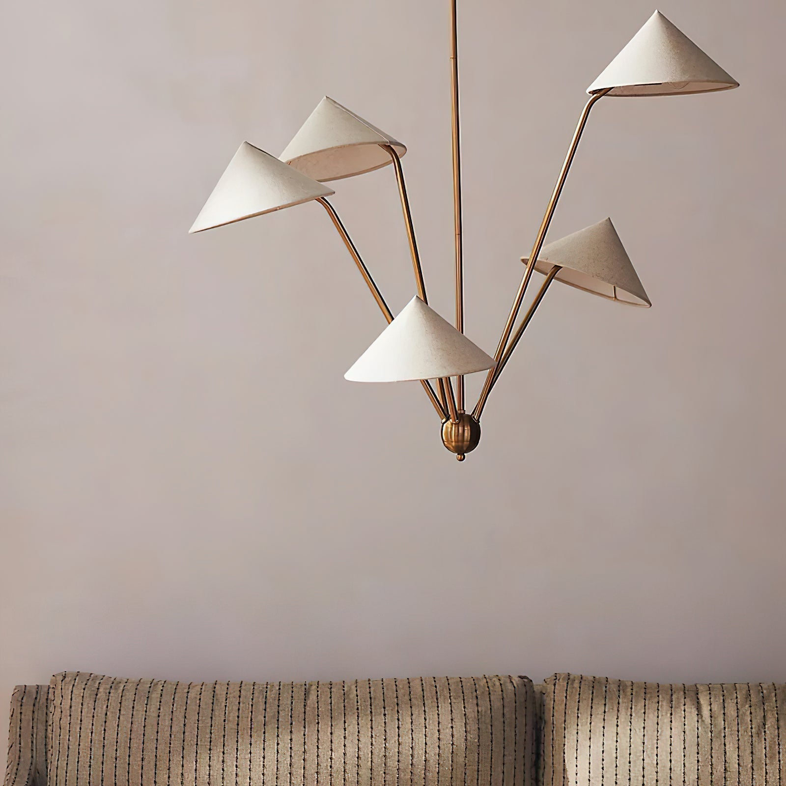 Lustra Chandelier Brass Curved Beige - Letslighting