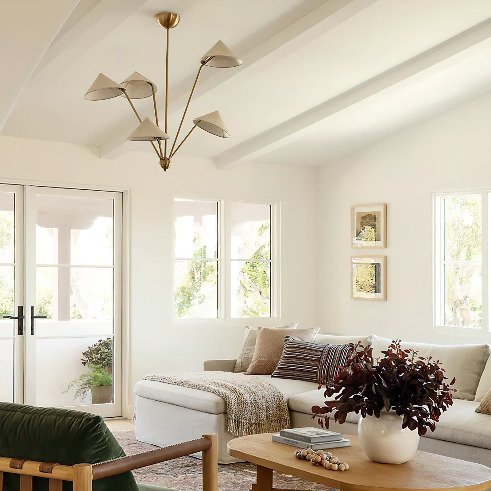 Lustra Chandelier Brass Curved Beige - Letslighting