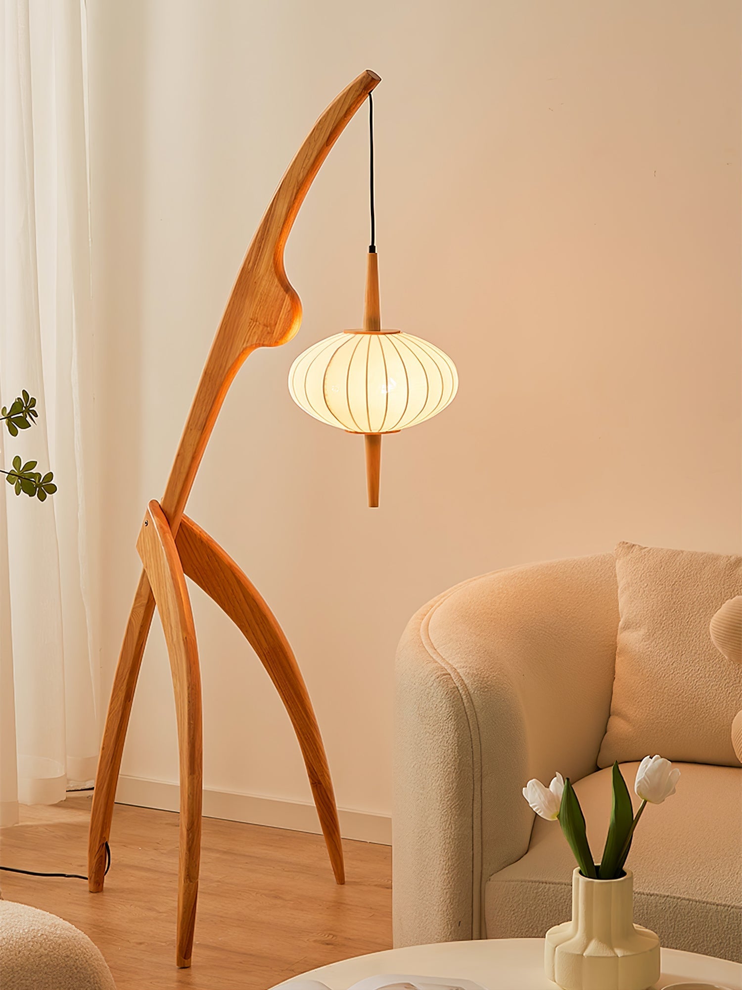 Orzoril Mid Century Wooden Floor Lamp - Letslighting