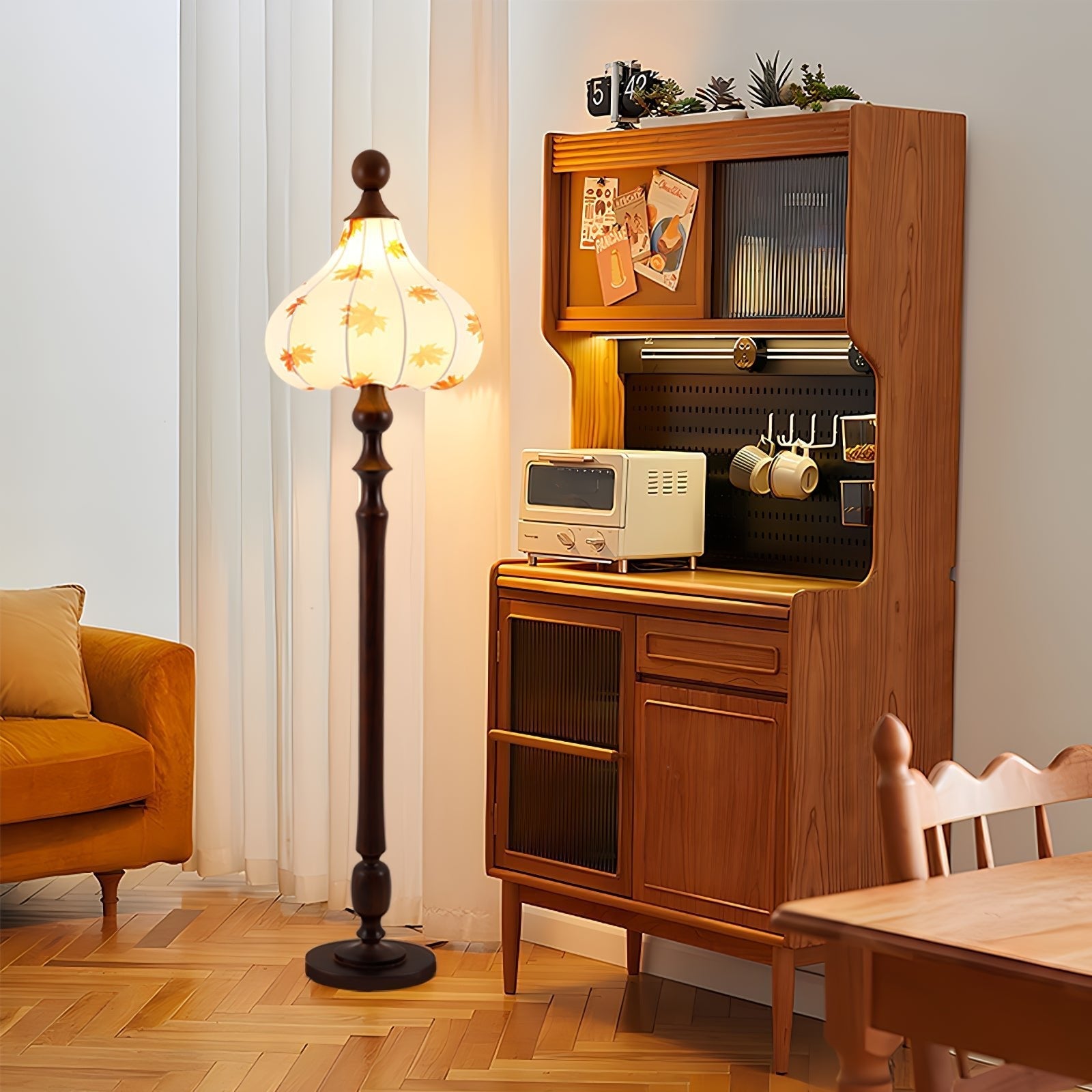 Maplen Wood Fabric Vintage Floor Lamp - Letslighting