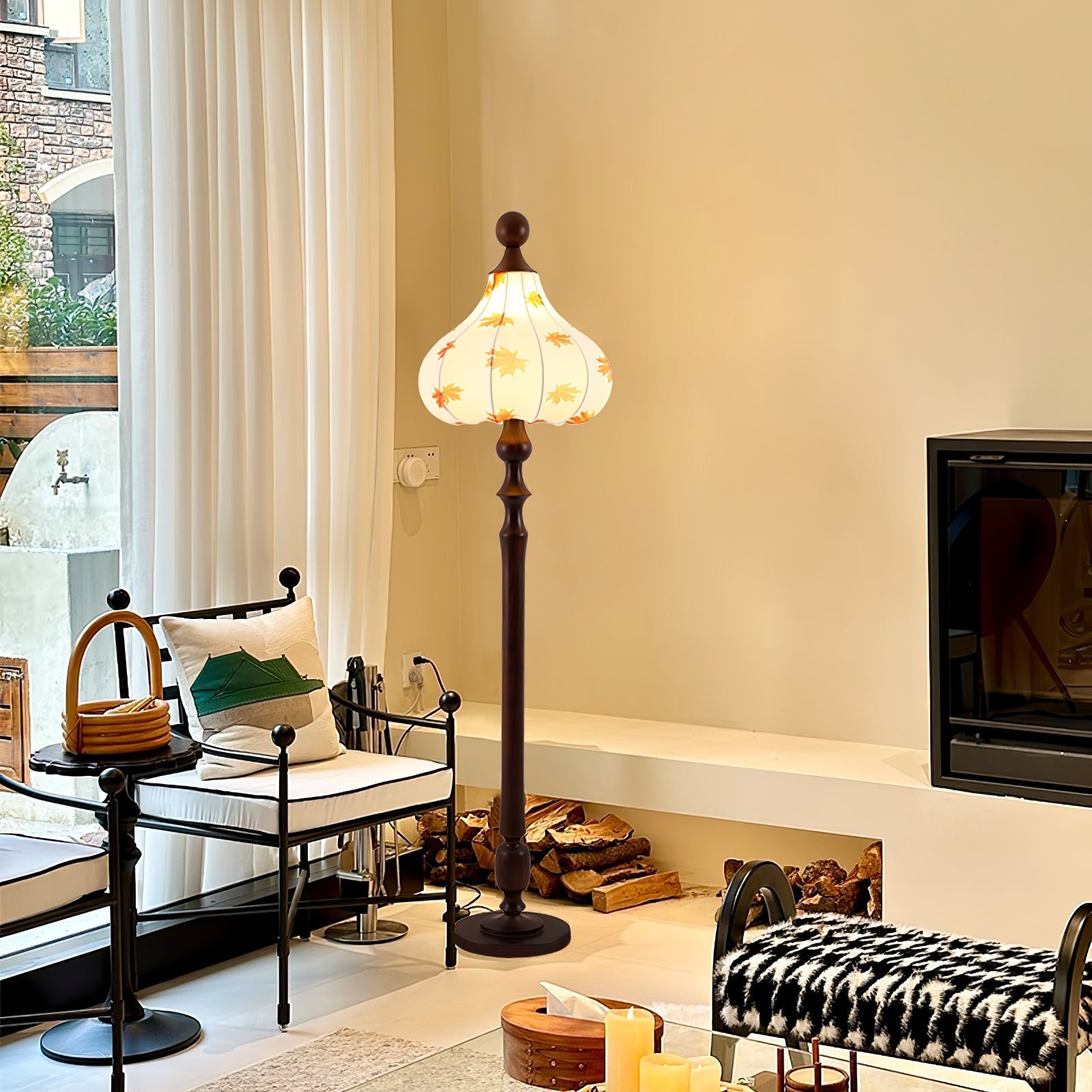 Maplen Wood Fabric Vintage Floor Lamp - Letslighting