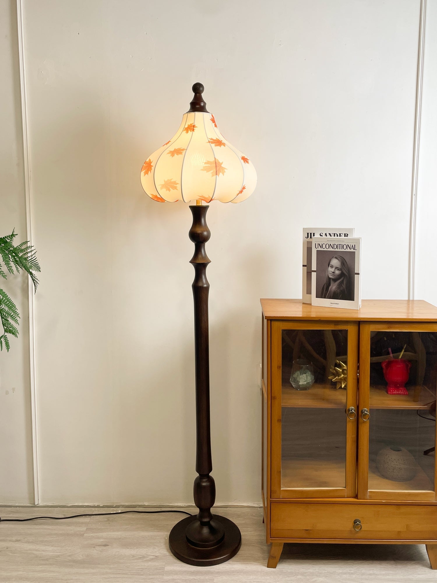 Maplen Wood Fabric Vintage Floor Lamp - Letslighting