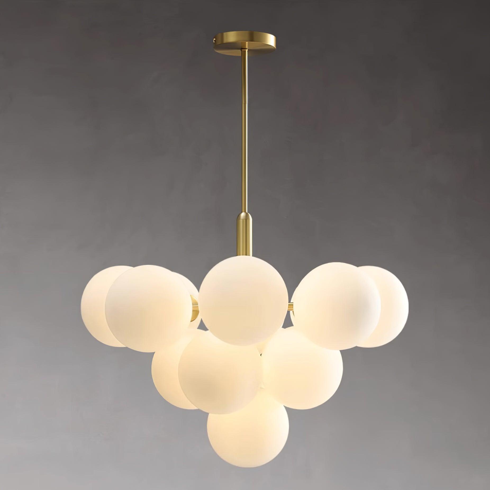 Chandelier Glass Globe Cluster Brass Frame Modern Minimalist Home - Letslighting