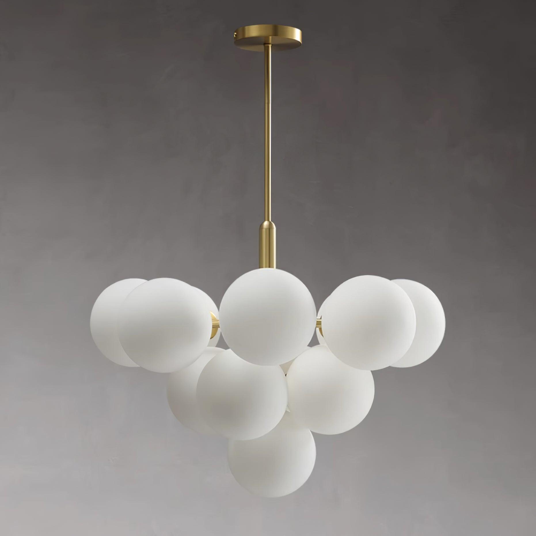 Chandelier Glass Globe Cluster Brass Frame Modern Minimalist Home - Letslighting