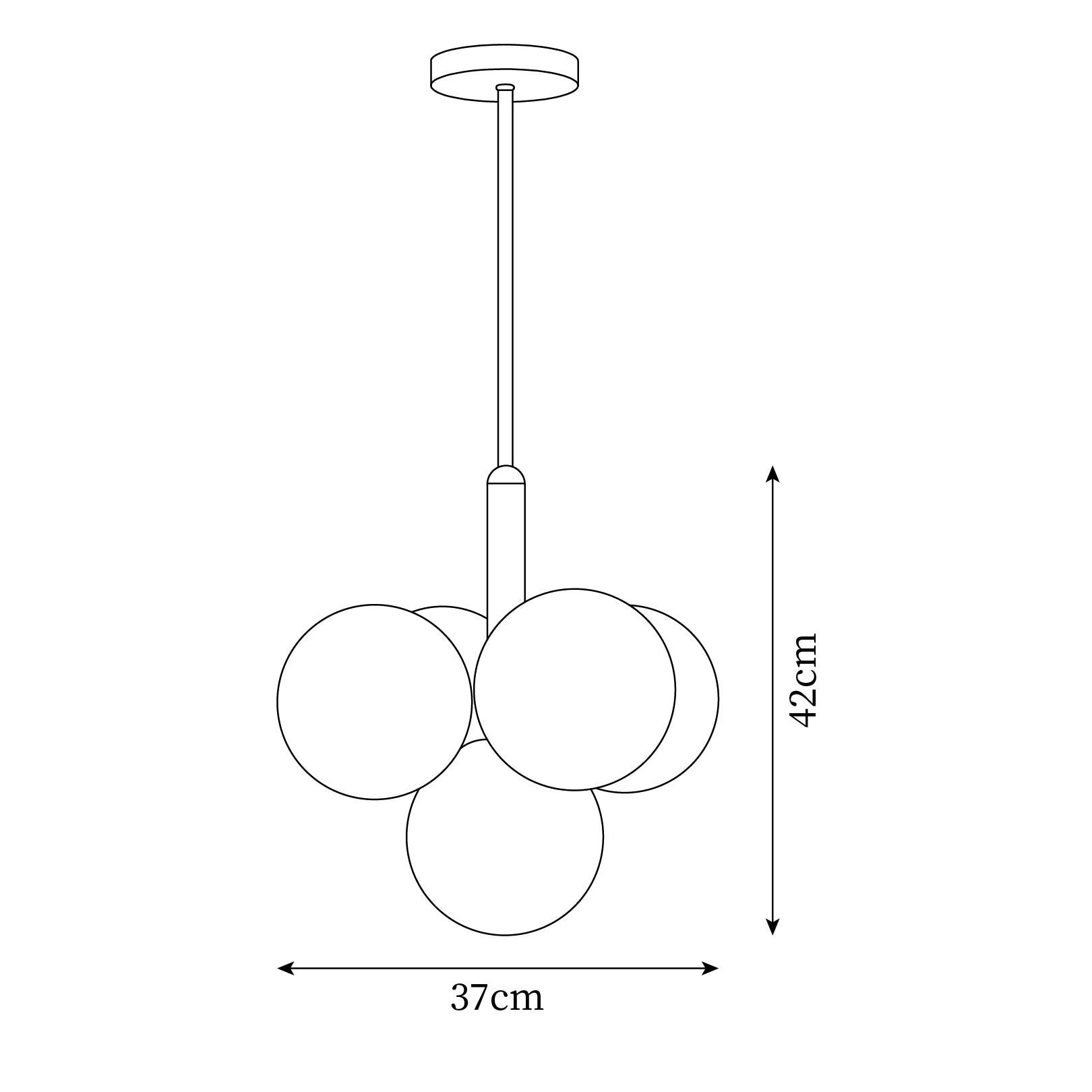 Chandelier Glass Globe Cluster Brass Frame Modern Minimalist Home - Letslighting