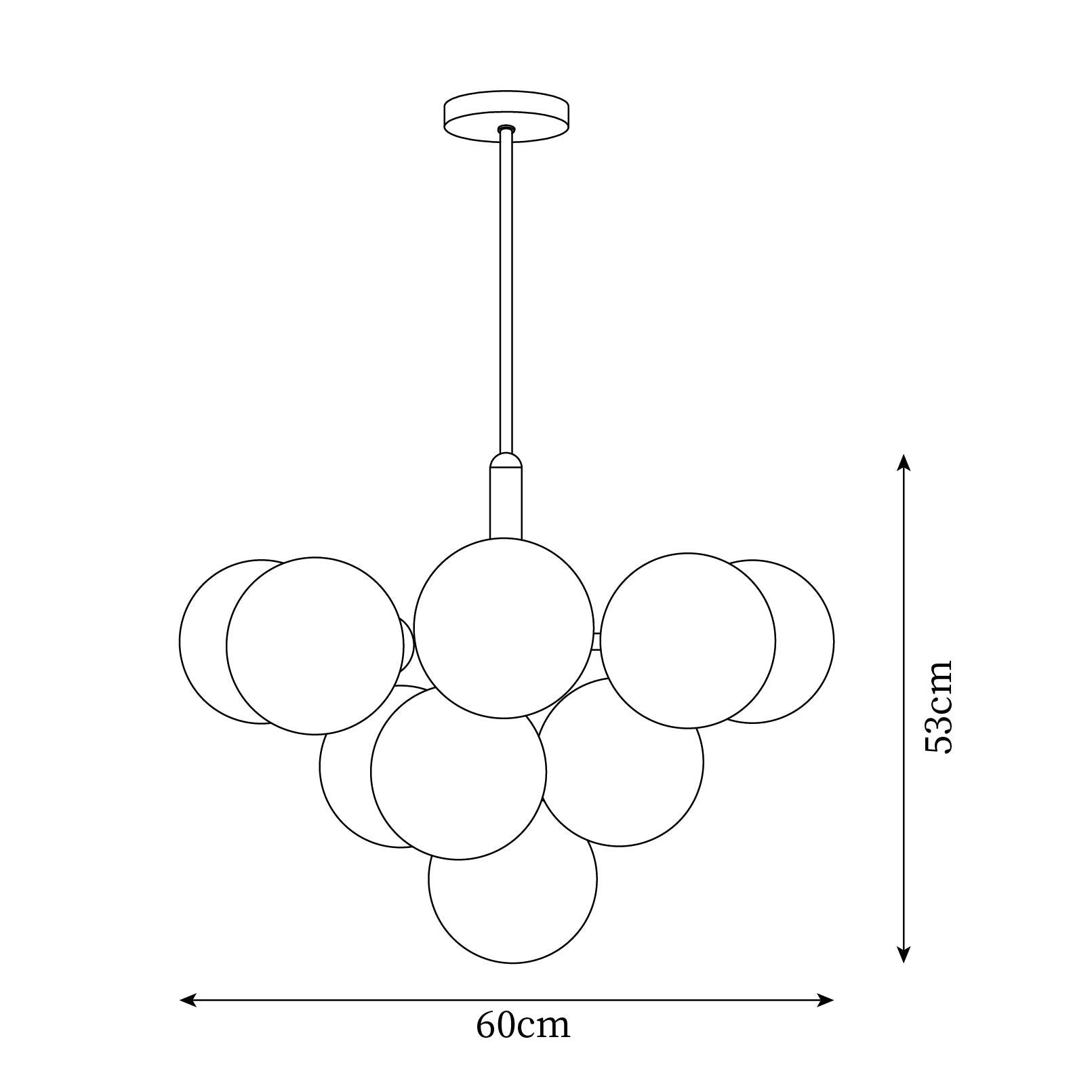 Chandelier Glass Globe Cluster Brass Frame Modern Minimalist Home - Letslighting