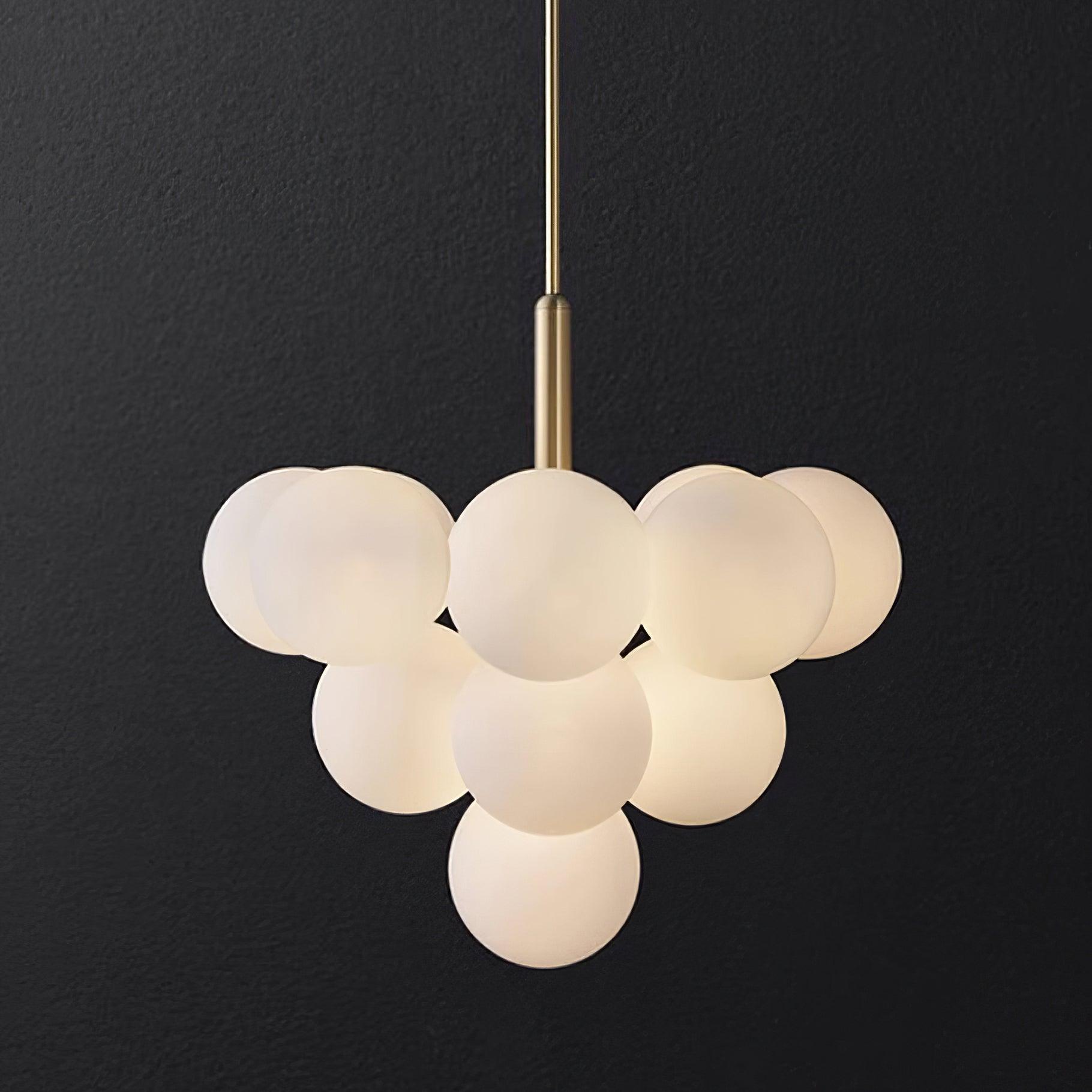 Chandelier Glass Globe Cluster Brass Frame Modern Minimalist Home - Letslighting