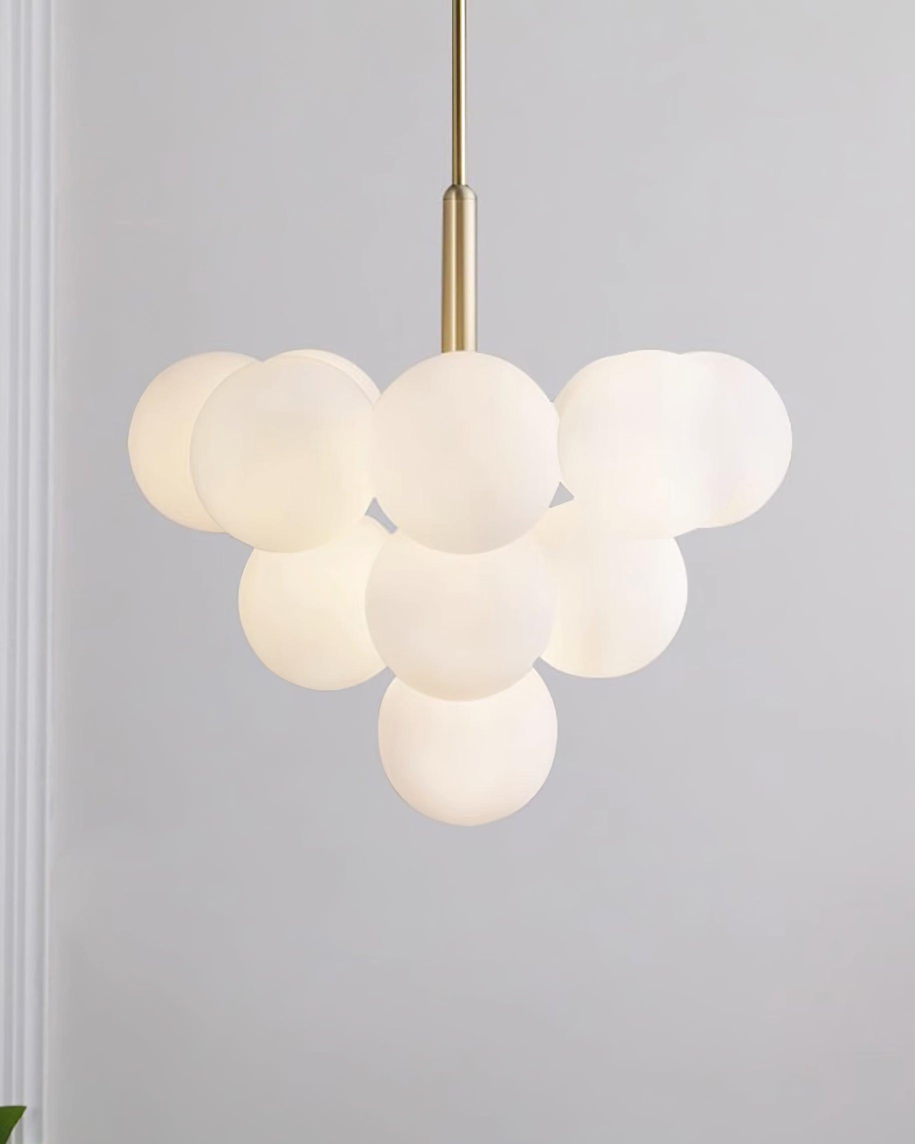 Chandelier Glass Globe Cluster Brass Frame Modern Minimalist Home - Letslighting