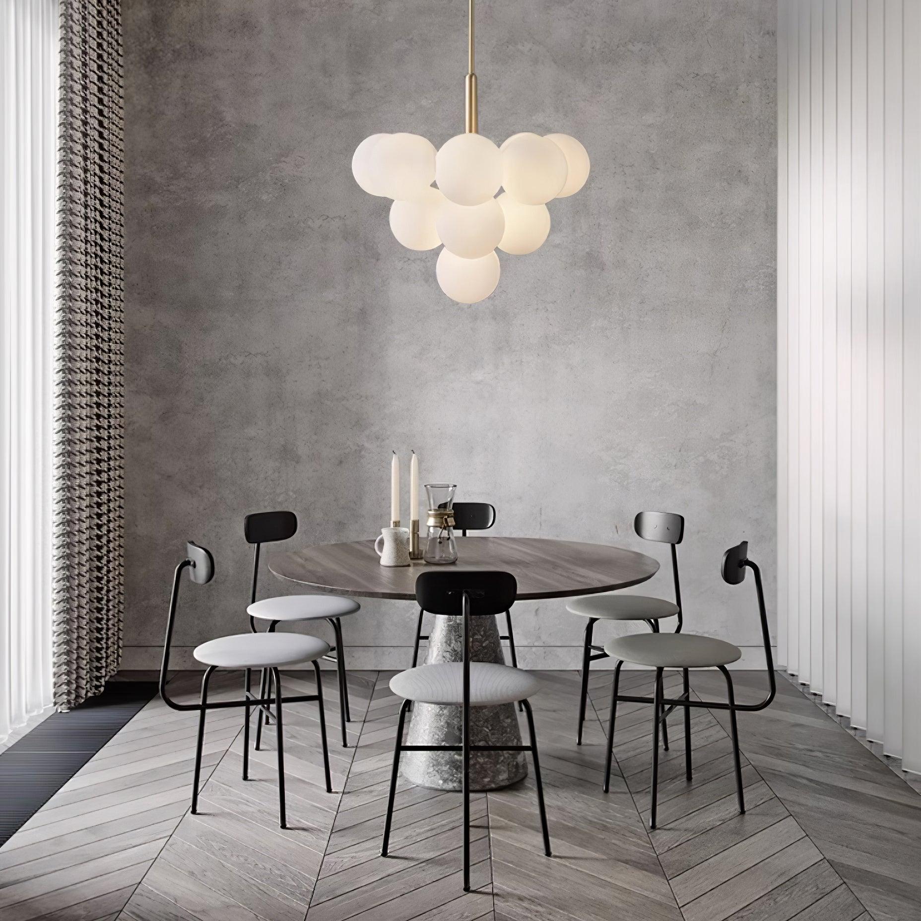 Chandelier Glass Globe Cluster Brass Frame Modern Minimalist Home - Letslighting