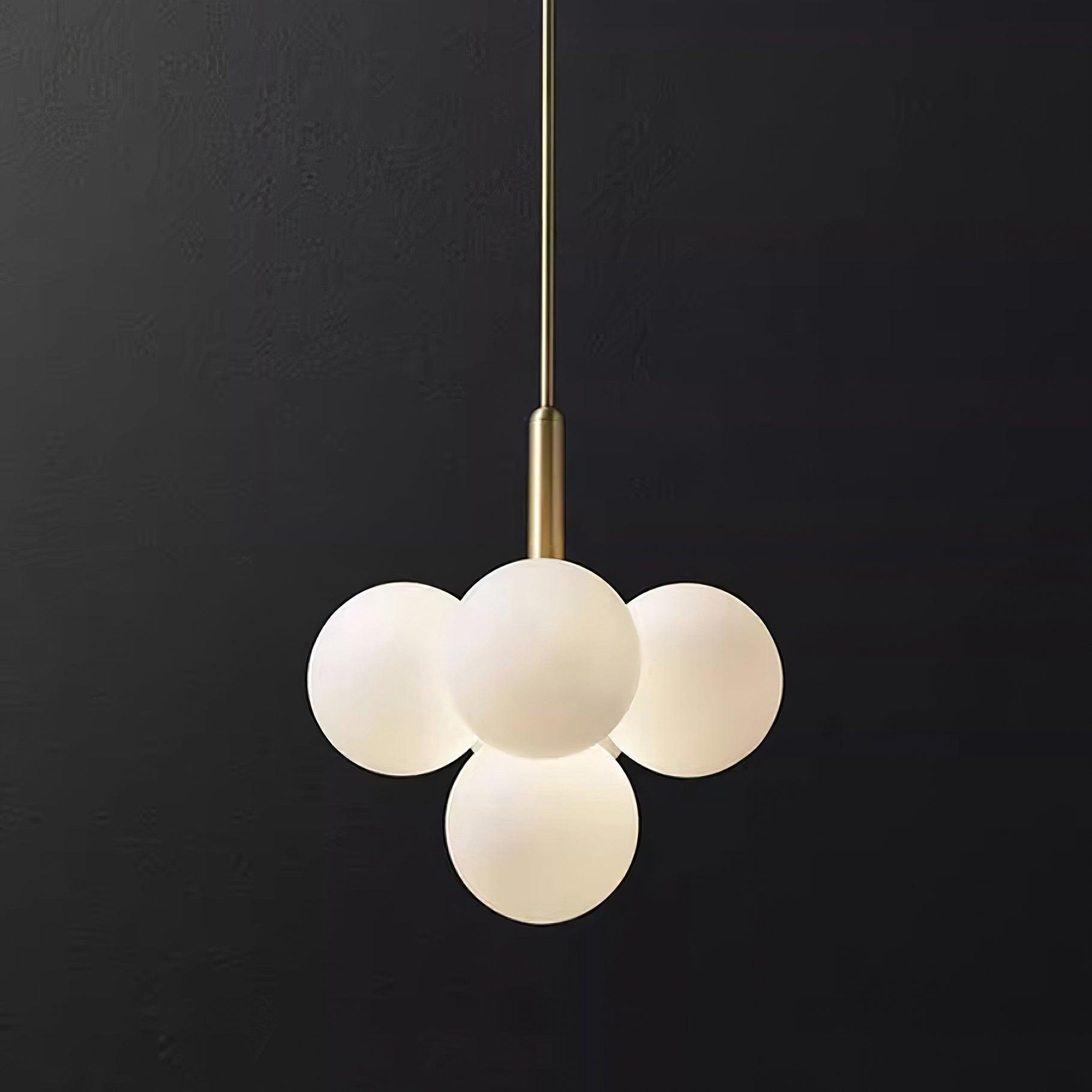 Chandelier Glass Globe Cluster Brass Frame Modern Minimalist Home - Letslighting