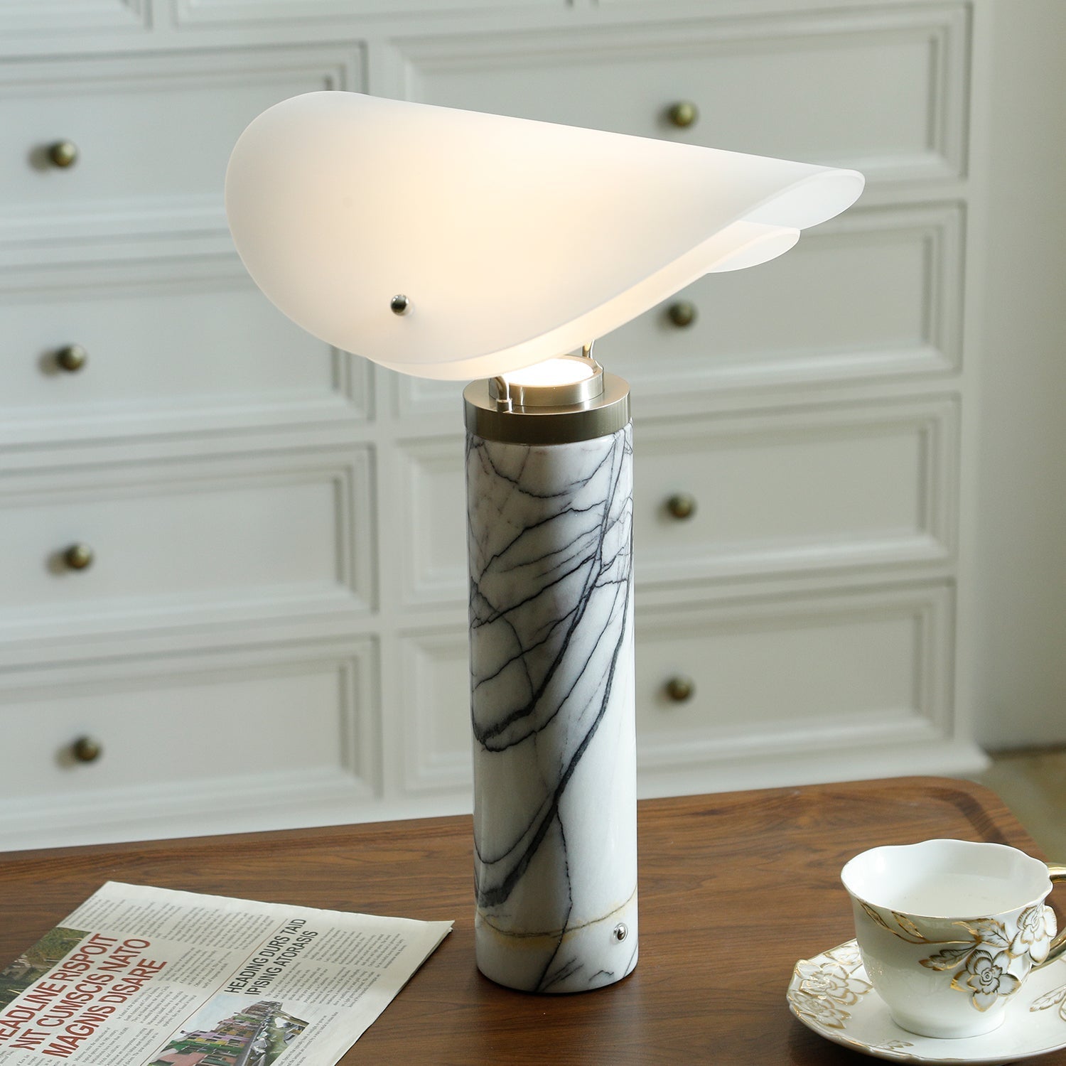 Inorielis Sculptural Travertine Table Lamp - Letslighting