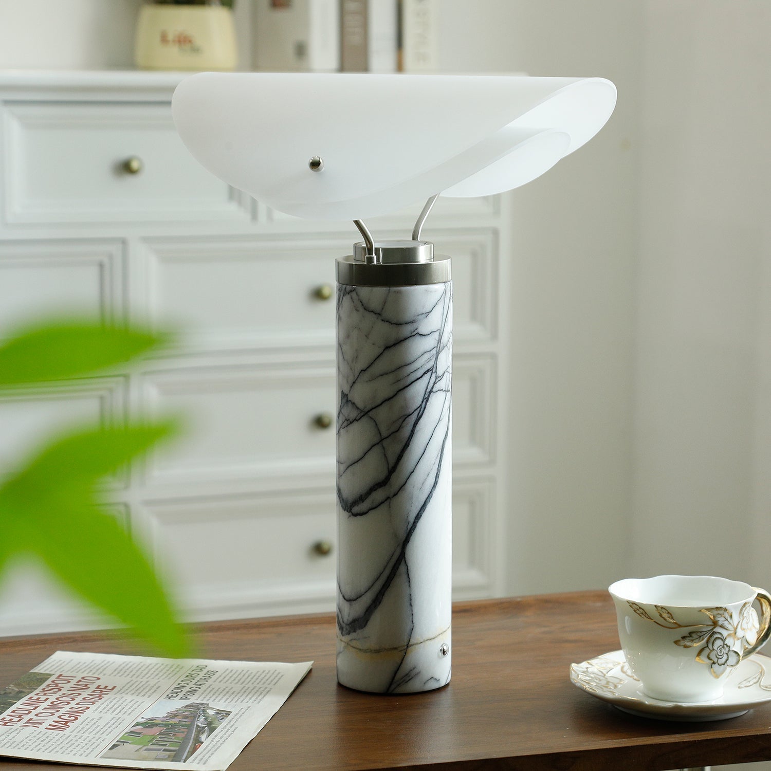 Inorielis Sculptural Travertine Table Lamp - Letslighting