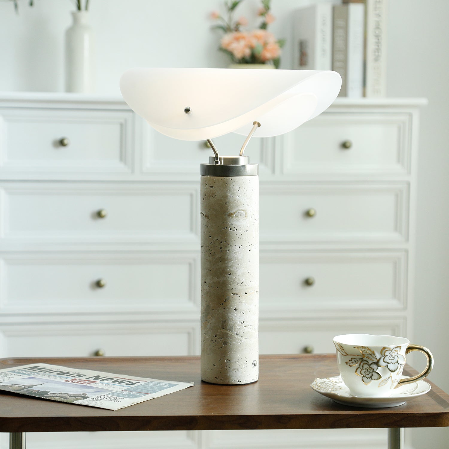 Inorielis Sculptural Travertine Table Lamp - Letslighting