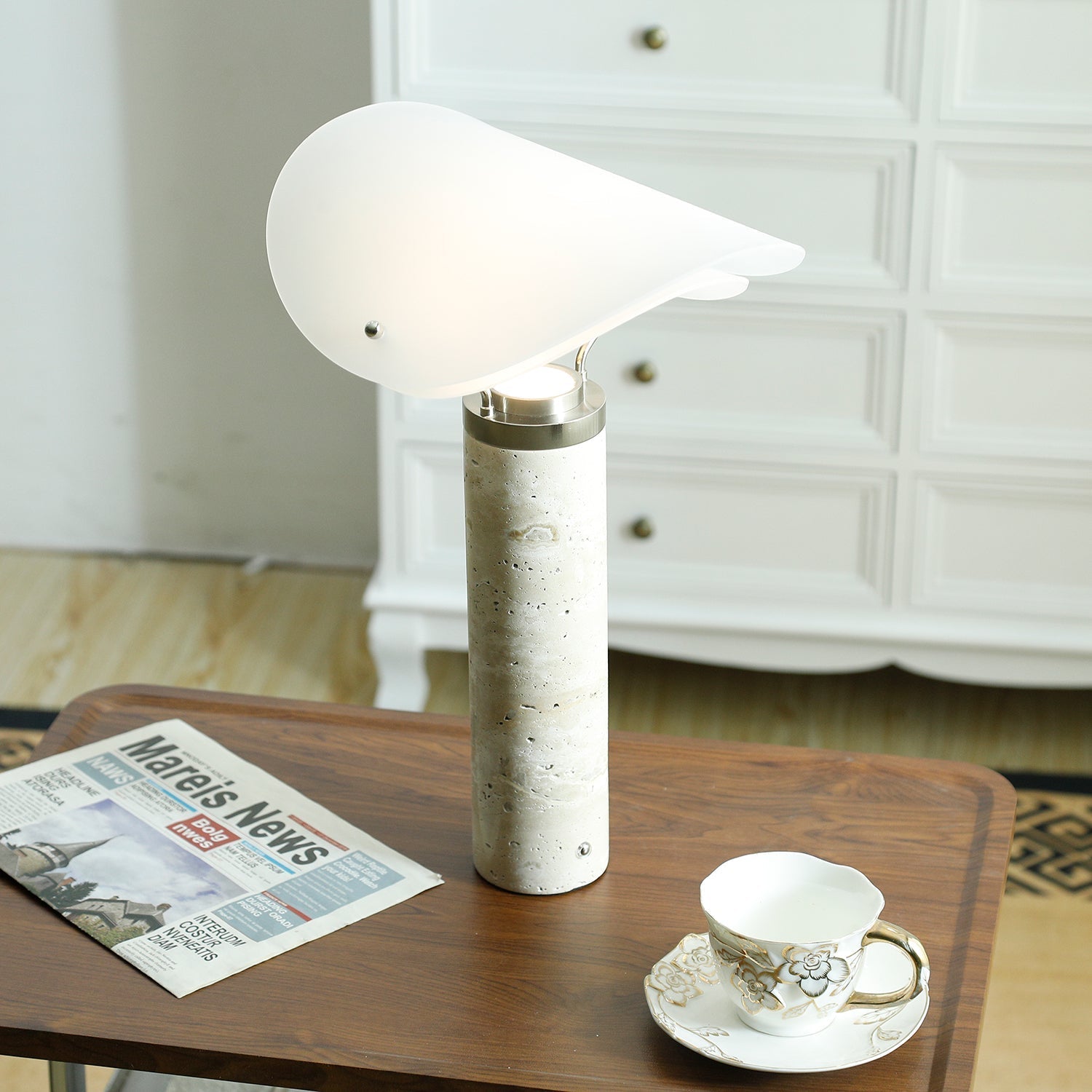 Inorielis Sculptural Travertine Table Lamp - Letslighting