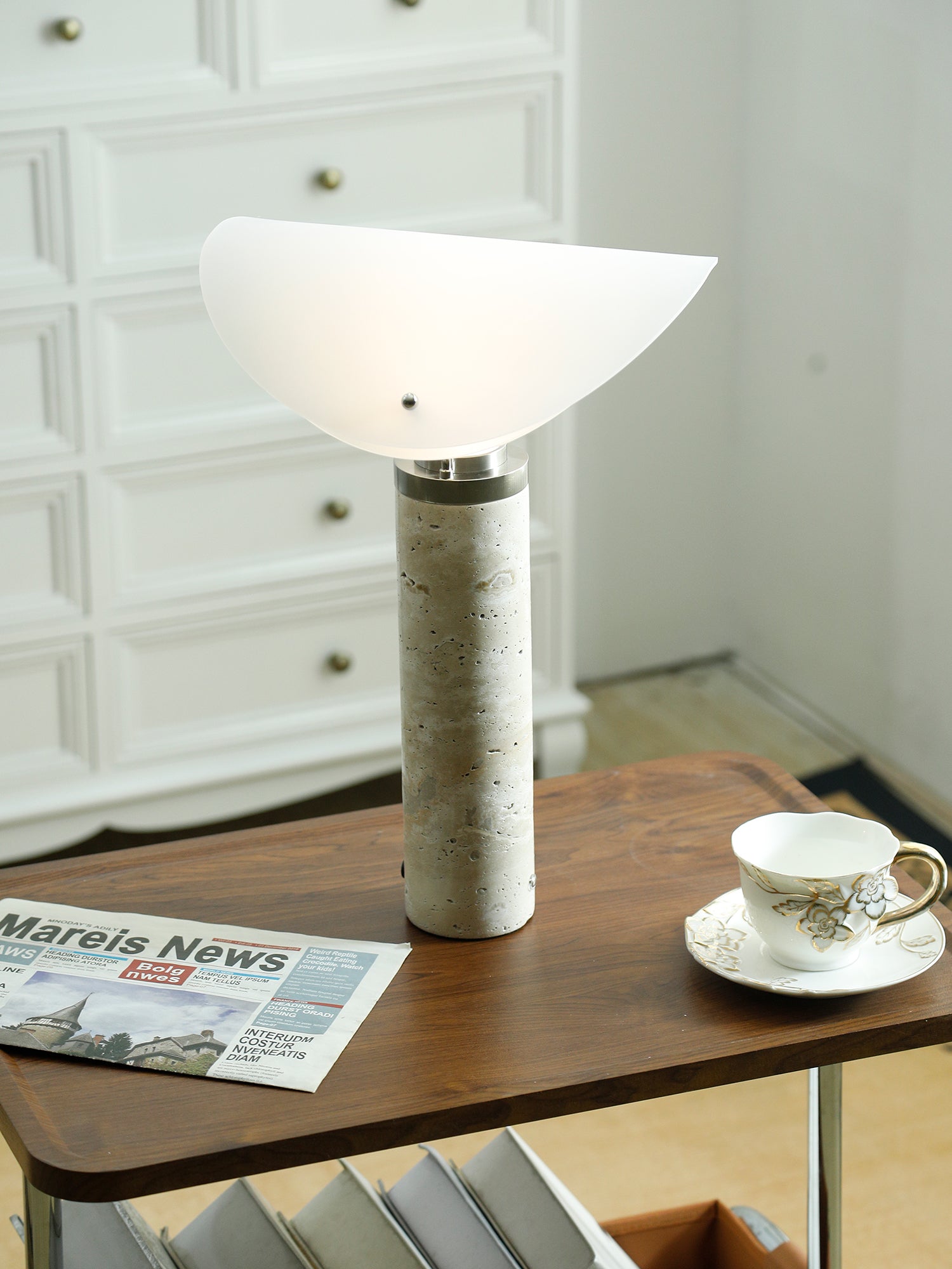 Inorielis Sculptural Travertine Table Lamp - Letslighting