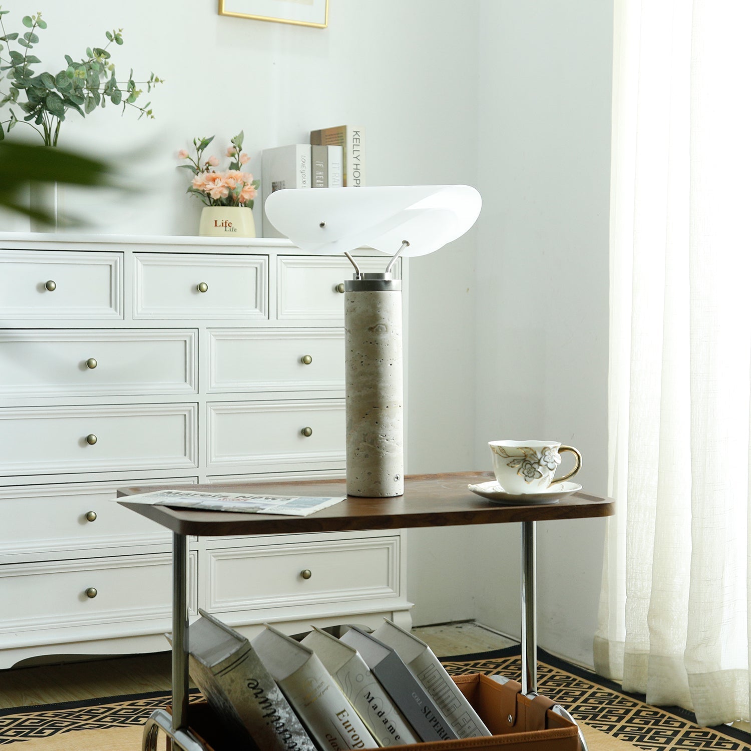 Inorielis Sculptural Travertine Table Lamp - Letslighting