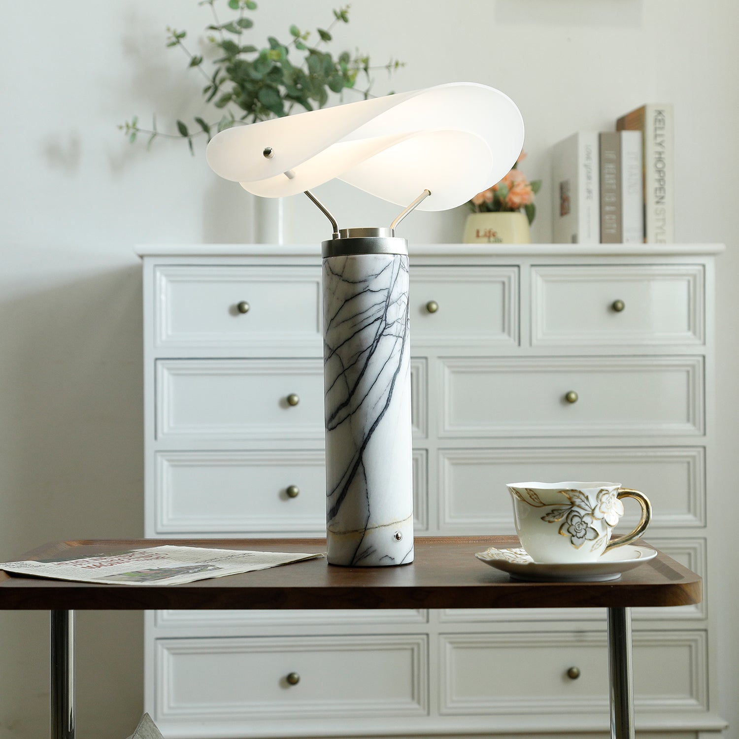 Inorielis Sculptural Travertine Table Lamp - Letslighting