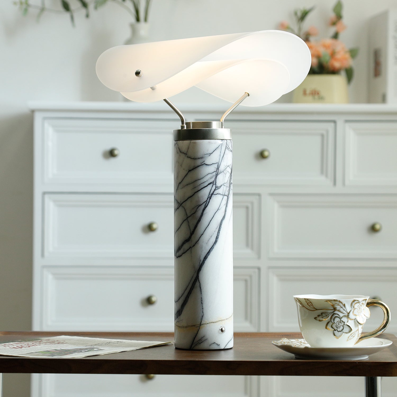 Inorielis Sculptural Travertine Table Lamp - Letslighting