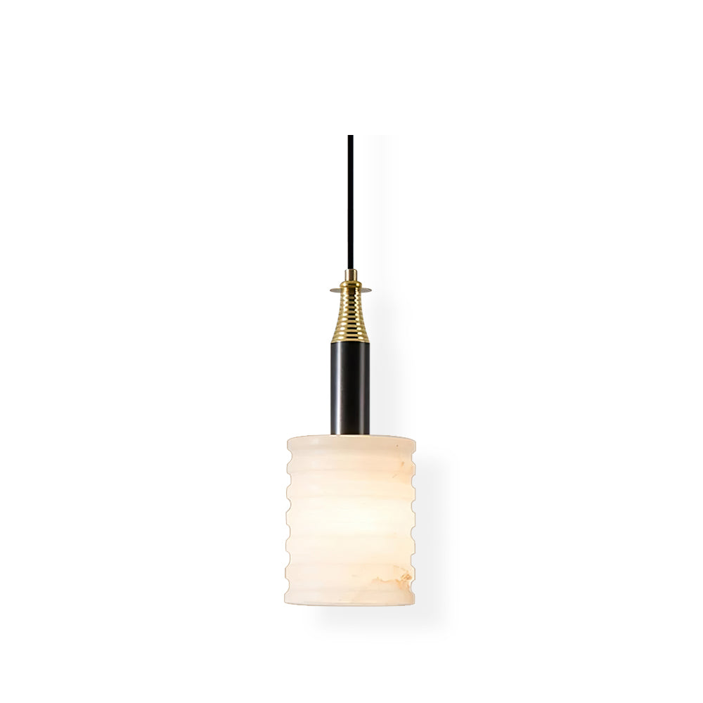 Alabaster Pendant Lamp Ribbed Cylinder - Letslighting
