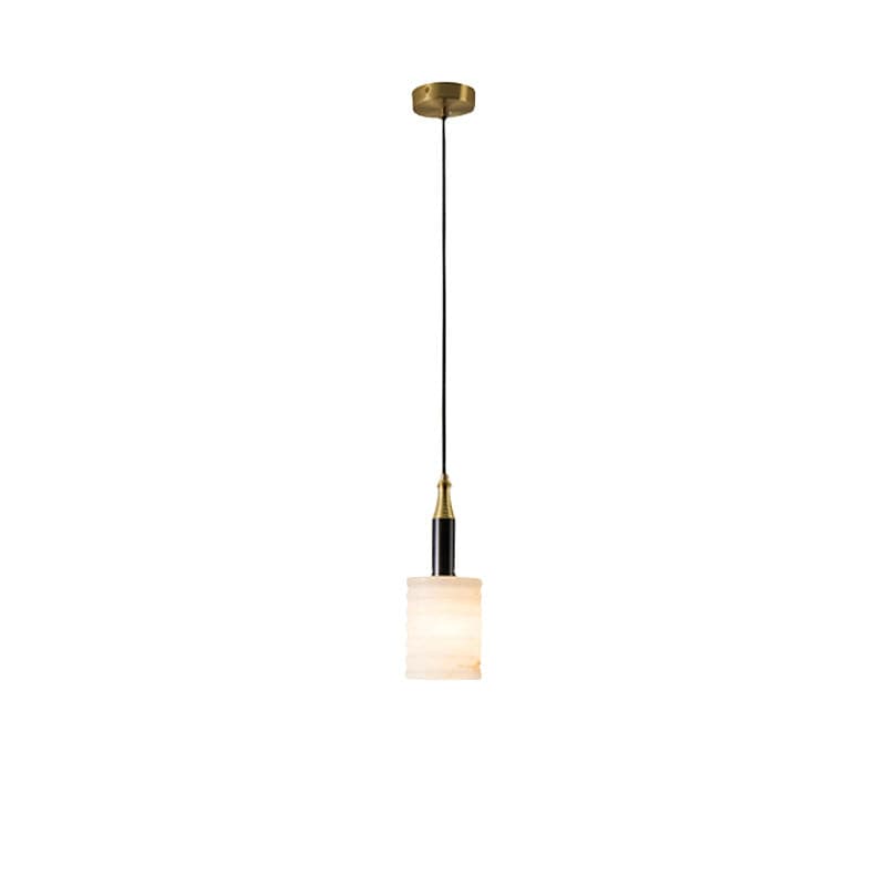 Alabaster Pendant Lamp Ribbed Cylinder - Letslighting