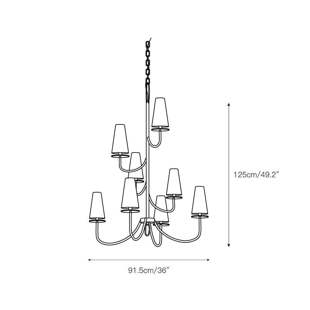 Curaeara Vintage Industrial Brass Fabric Chandelier - Letslighting