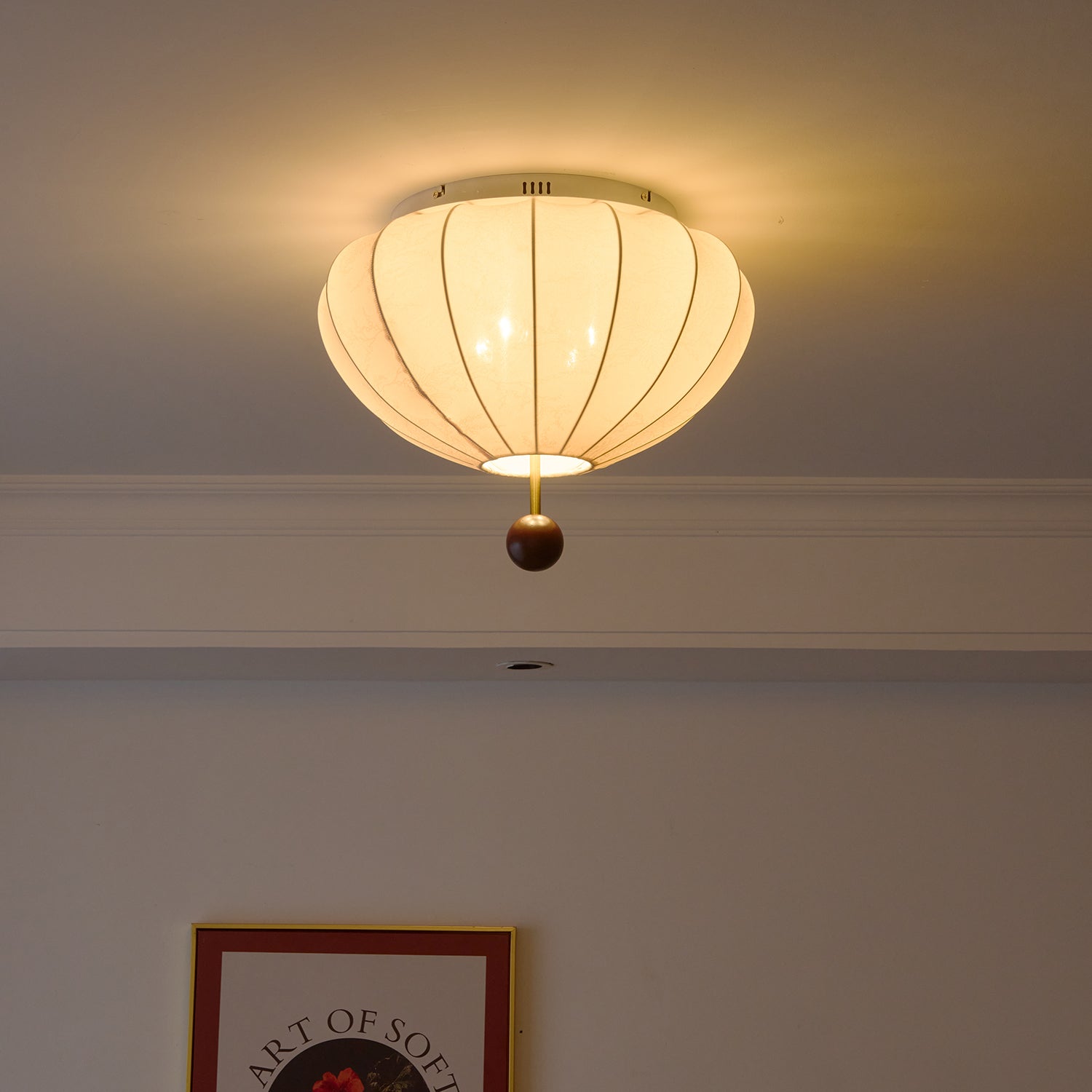 Lustra Ceiling Light Wood Fabric Lantern - Letslighting