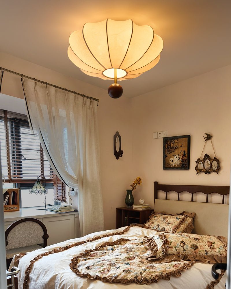 Lustra Ceiling Light Wood Fabric Lantern - Letslighting