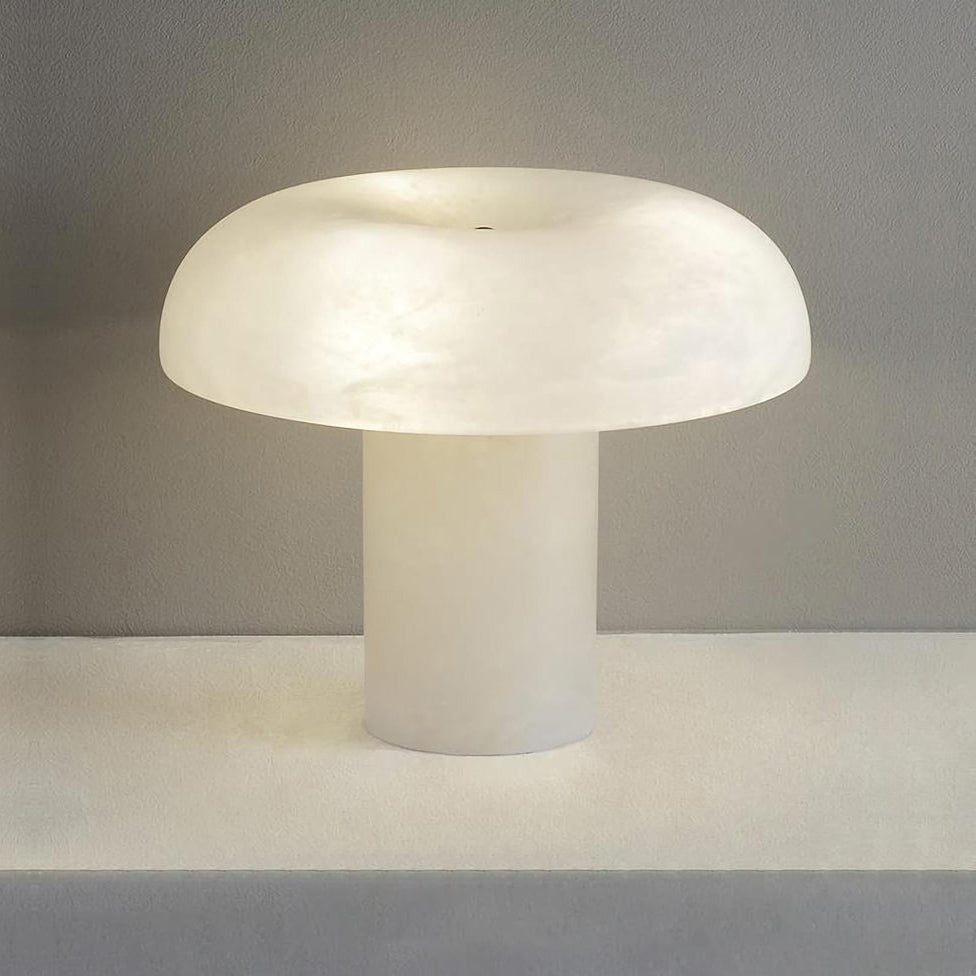 Table Lamp Alabaster Mushroom Shade Brass Base Sculptural Warm - Letslighting